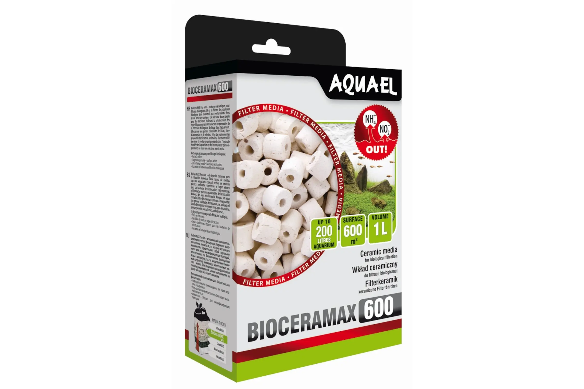 Aquael média filtrant BioCeraMax 600, granulés de céramique, 1 L