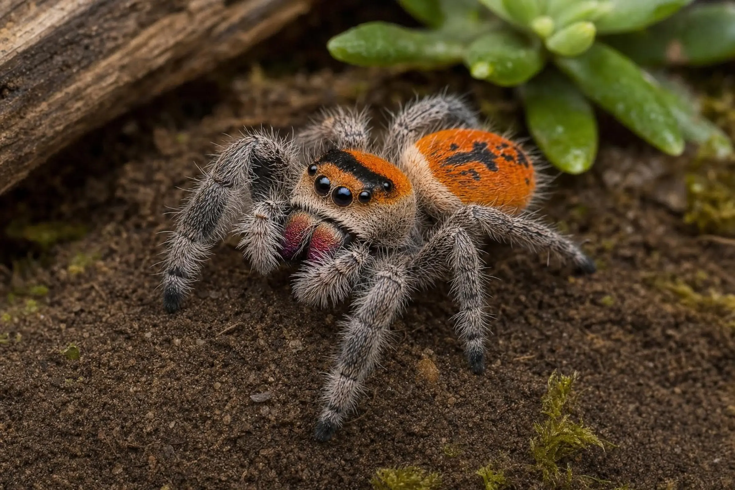Königsspringspinne rouge-orangé, Phidippus regius