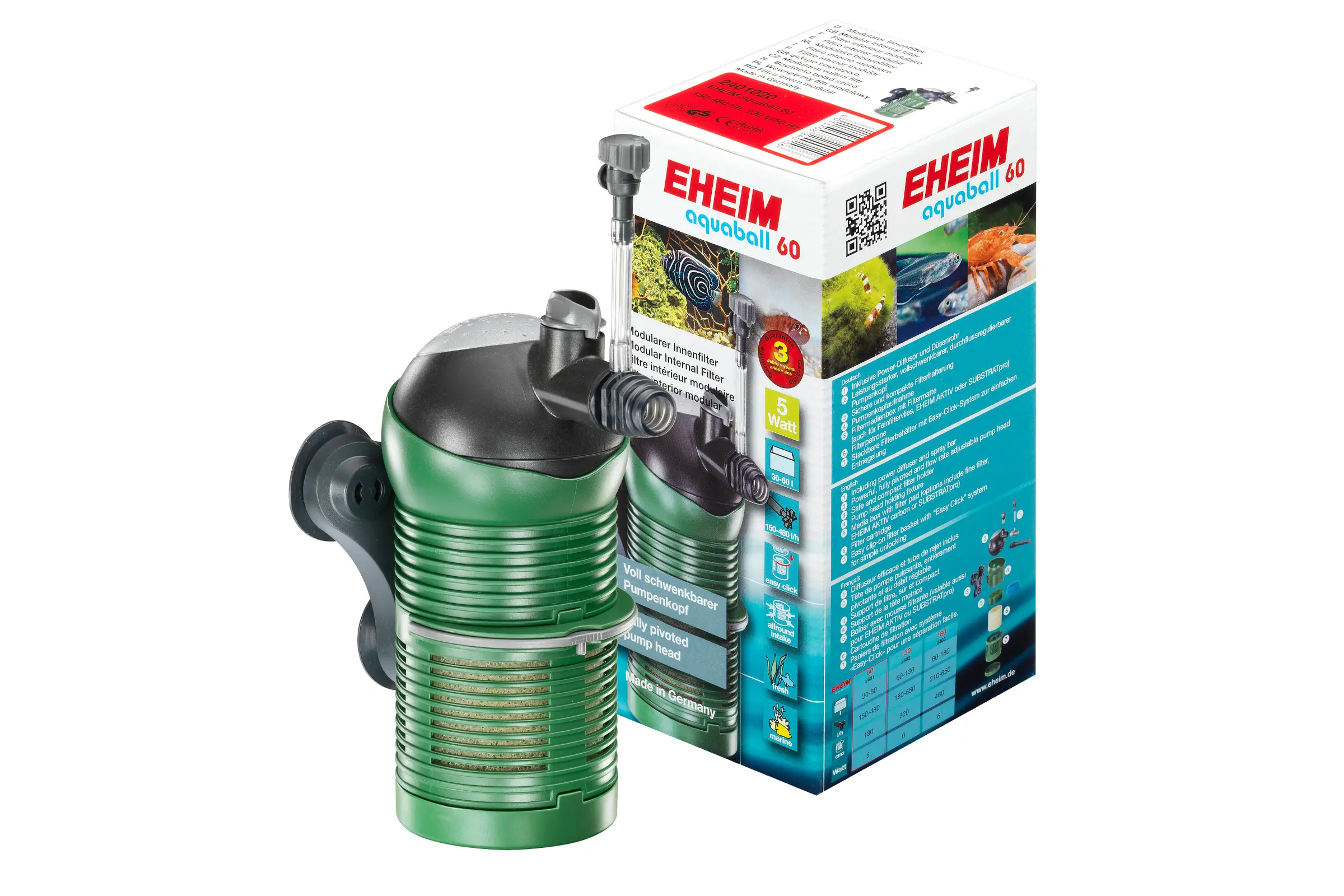 Eheim aquaball 60, filtre intérieur