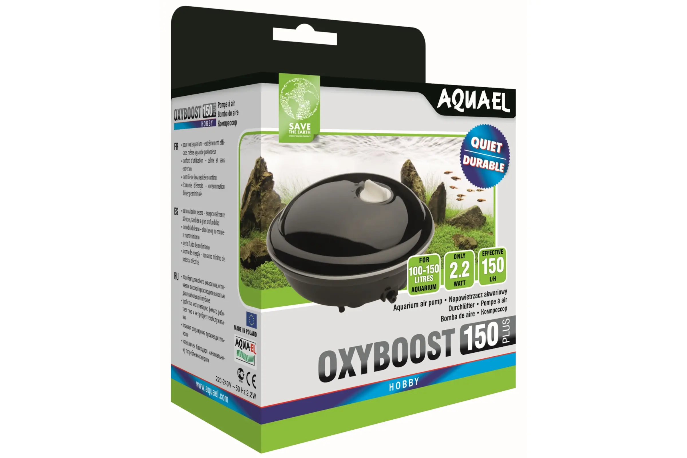 Pompe à air Aquael Oxyboost APR-150 PLUS, aérateur