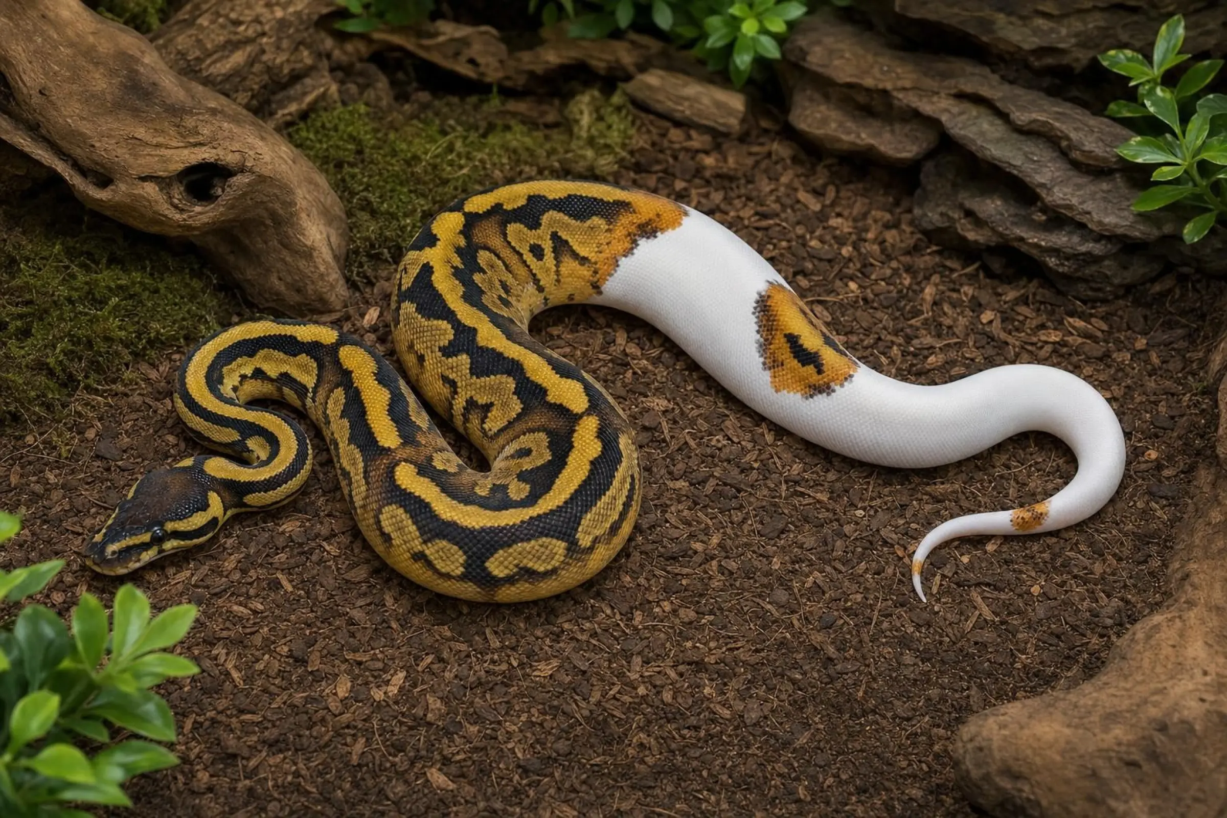 Python royal Fire Piebald, Python regius