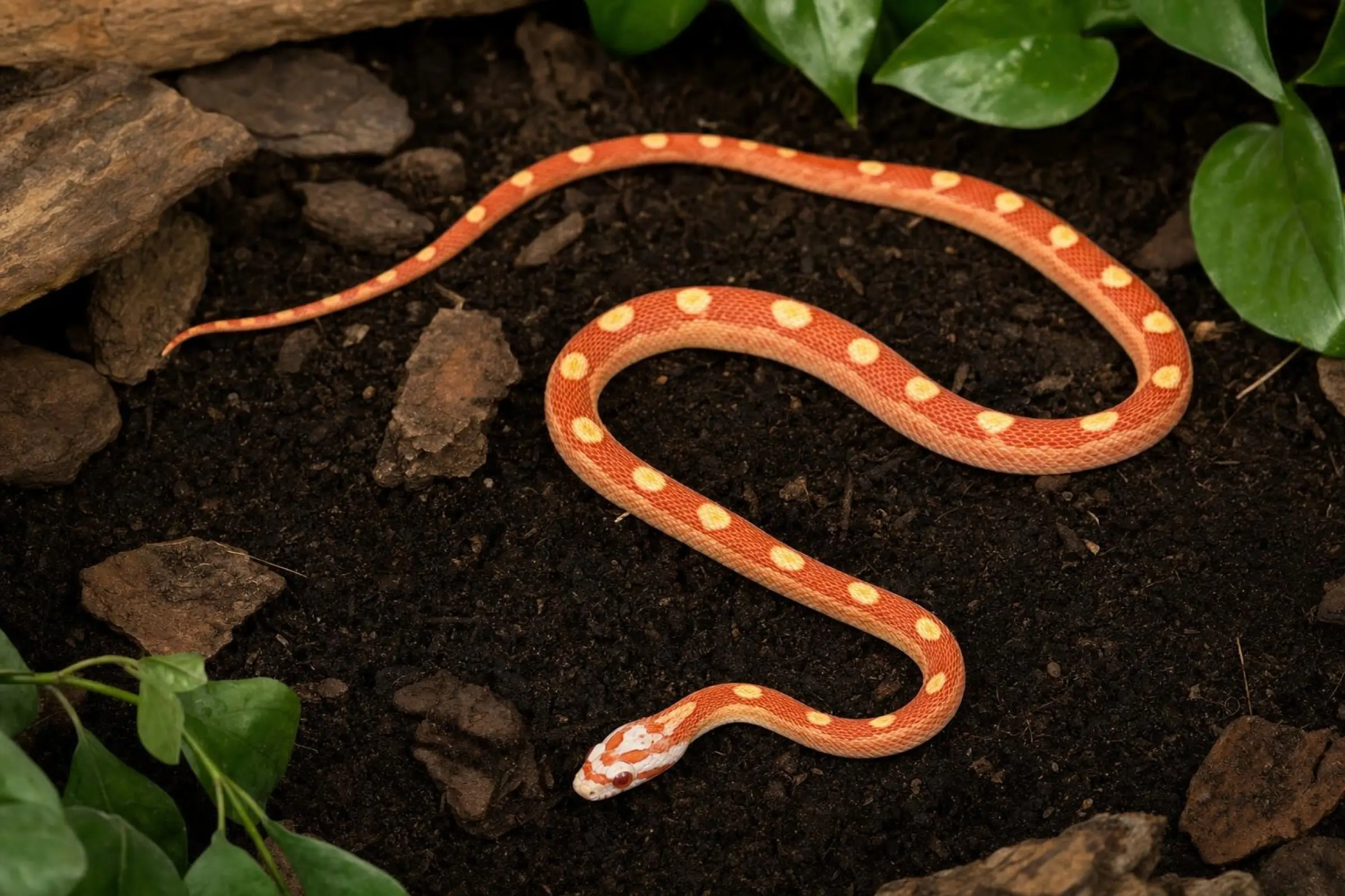 Couleuvre des blés Albino Motley, Pantherophis guttatus