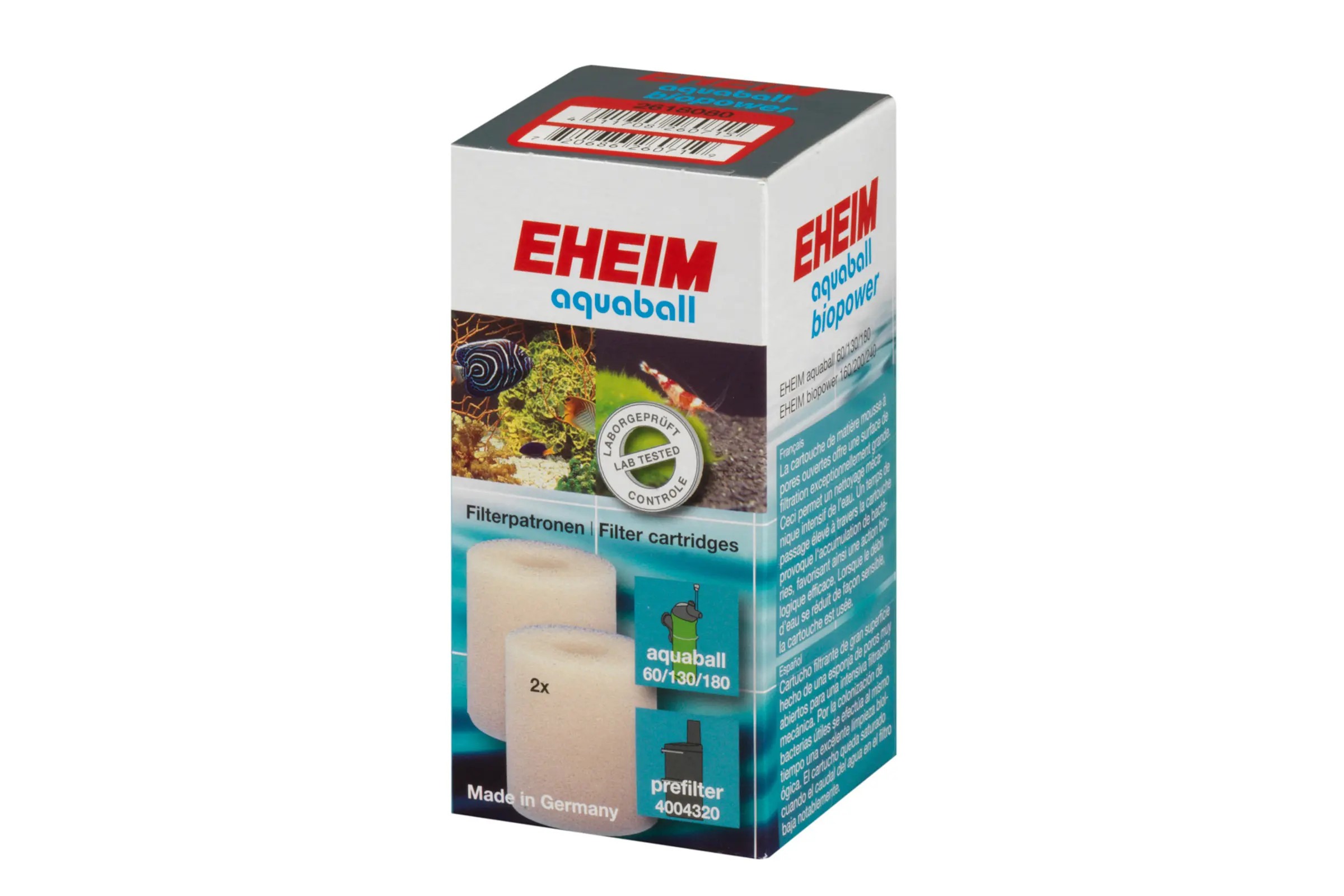 Cartouche filtrante Eheim 2 pièces pour aquaball, biopower & préfiltre