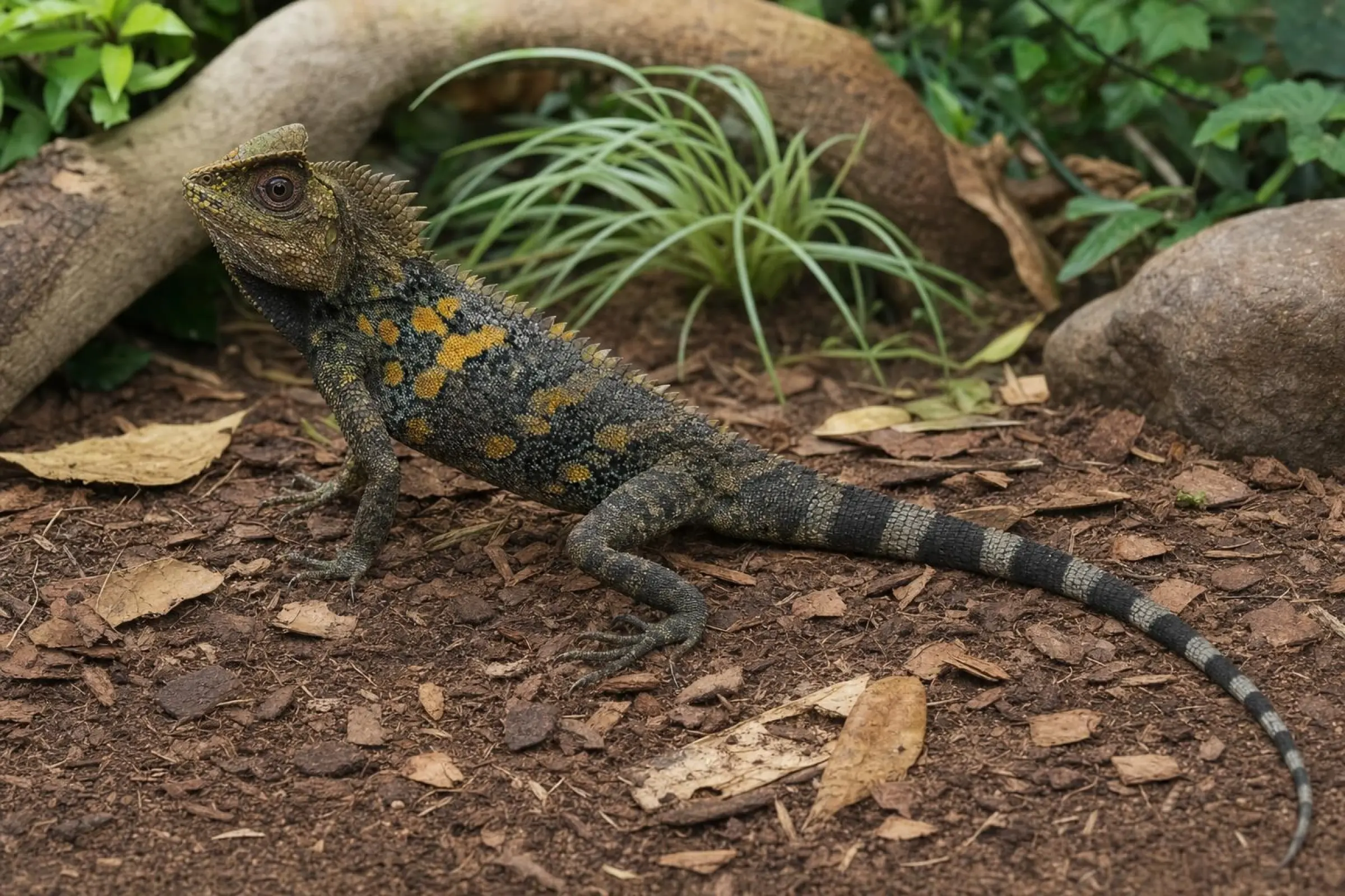Agame à tête angulaire caméléon, Gonocephalus chamaeleontinus