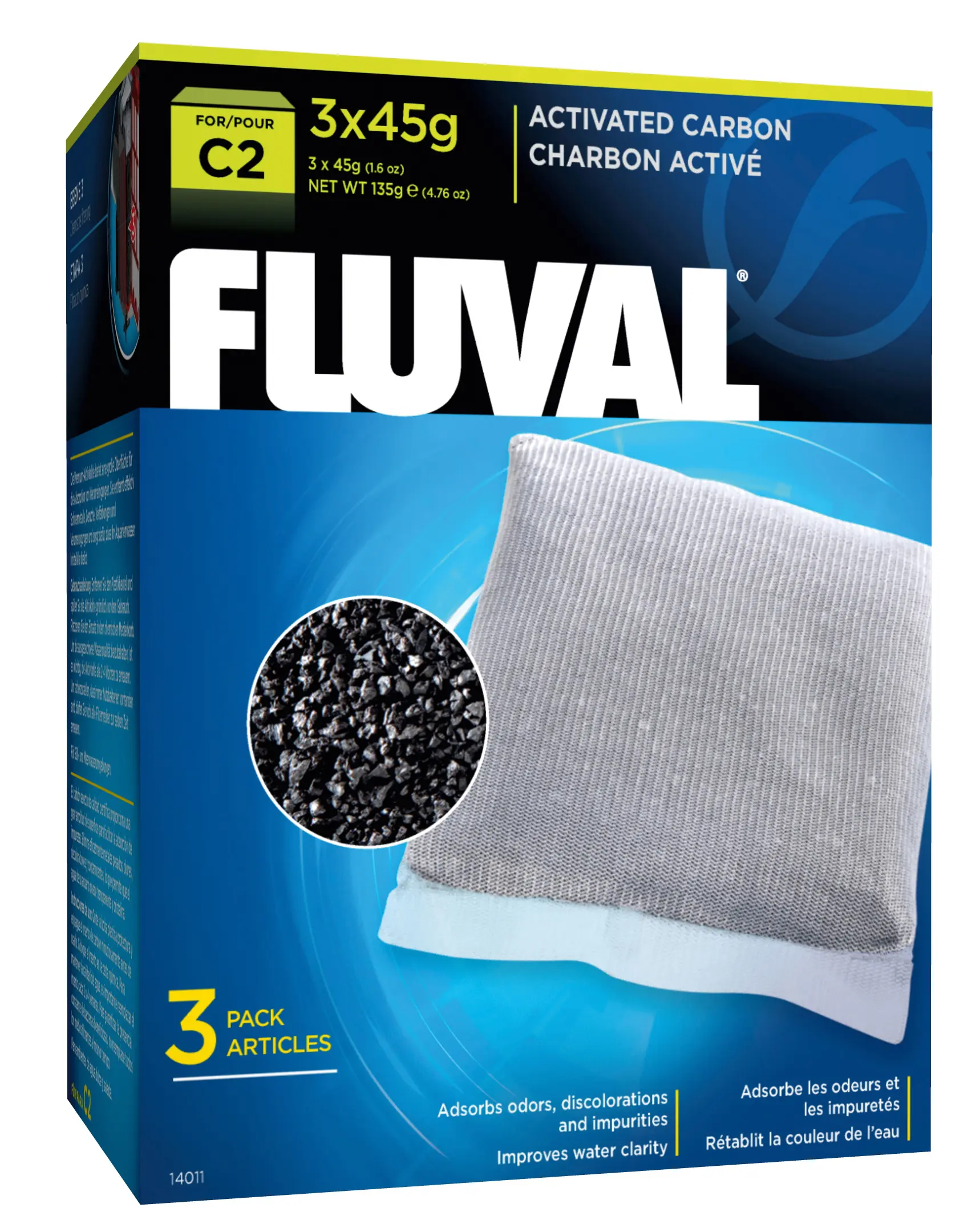 Cartouche de charbon Fluval C2 3x45 g