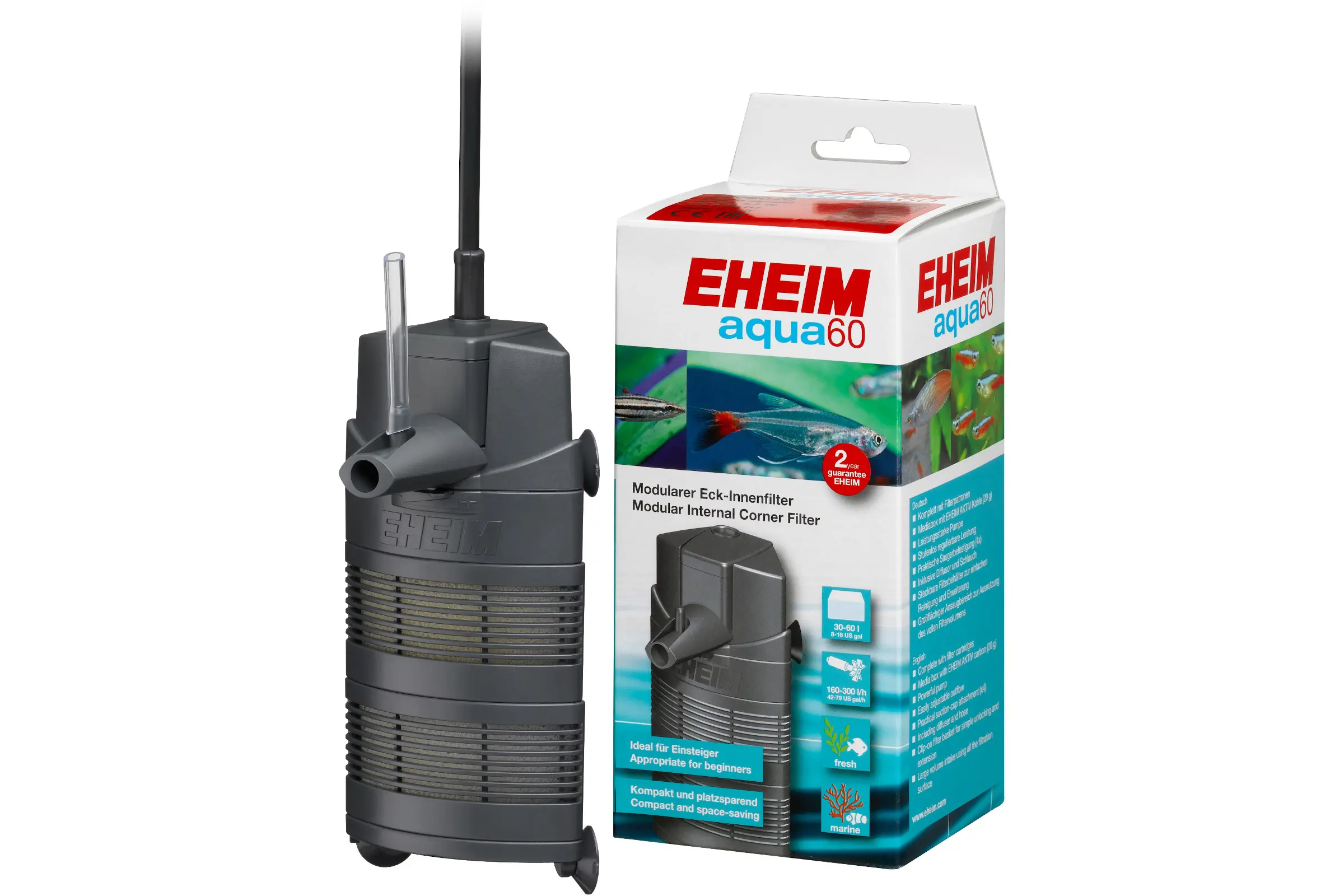 Eheim Aqua 60, filtre intérieur d’angle incl. médias