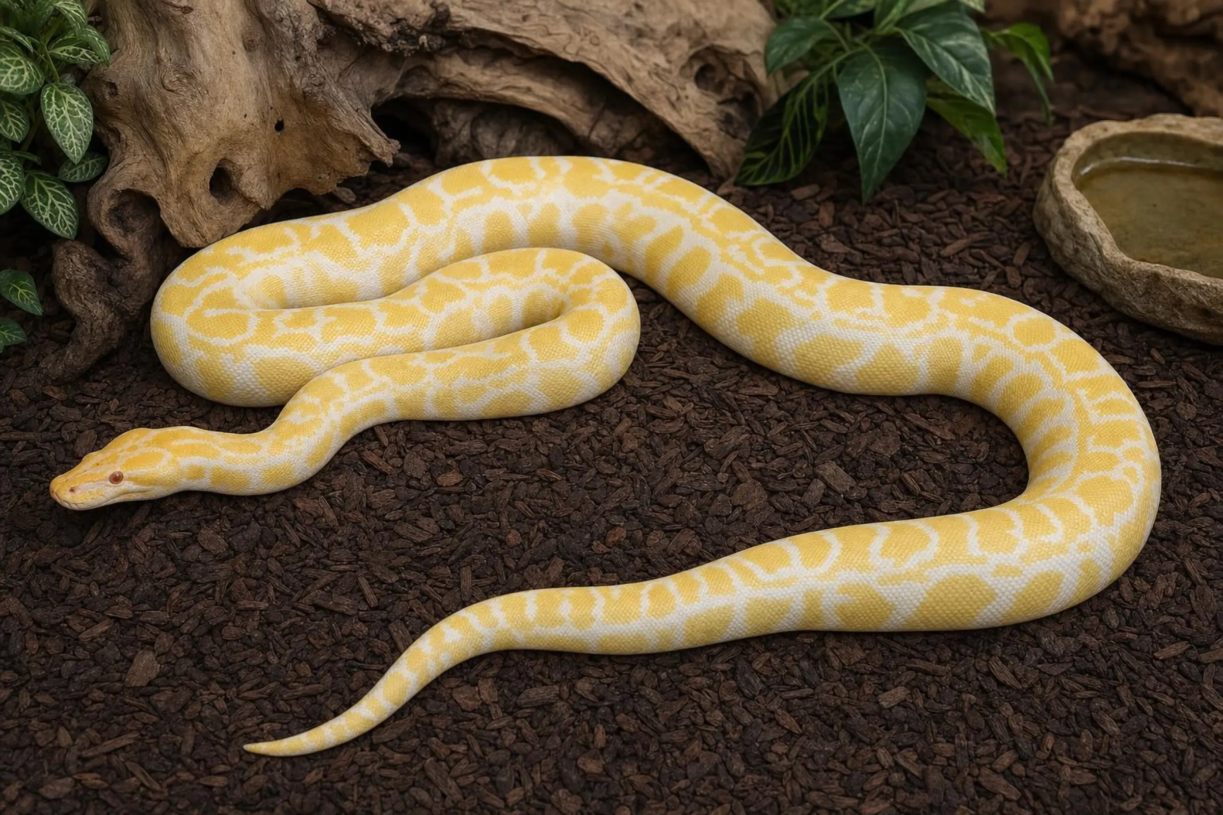 Python tigré sombre « albinos », Python bivittatus