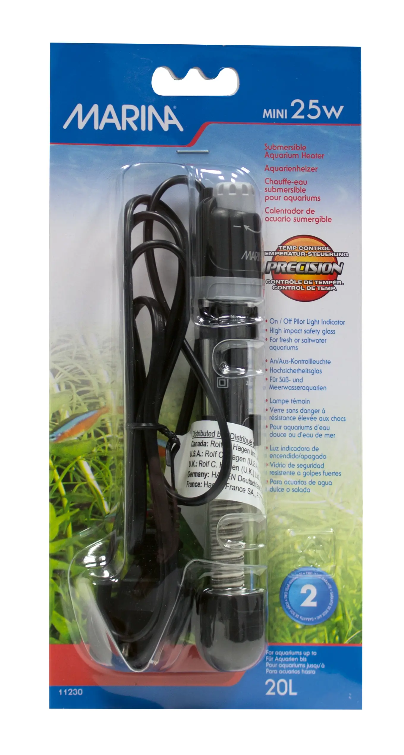Chauffage d’aquarium Marina 25 W mini 15 cm