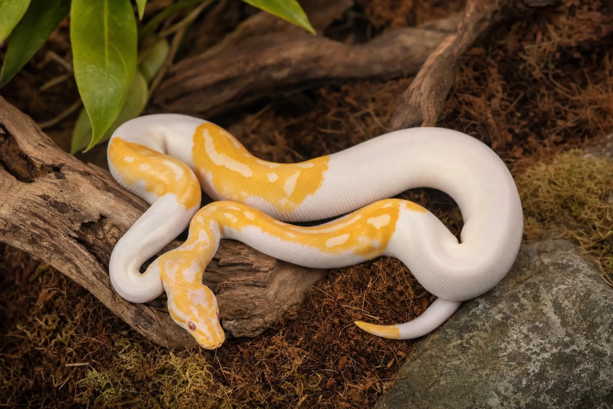Python royal, double hétérozygote Albino/Pied, Python regius