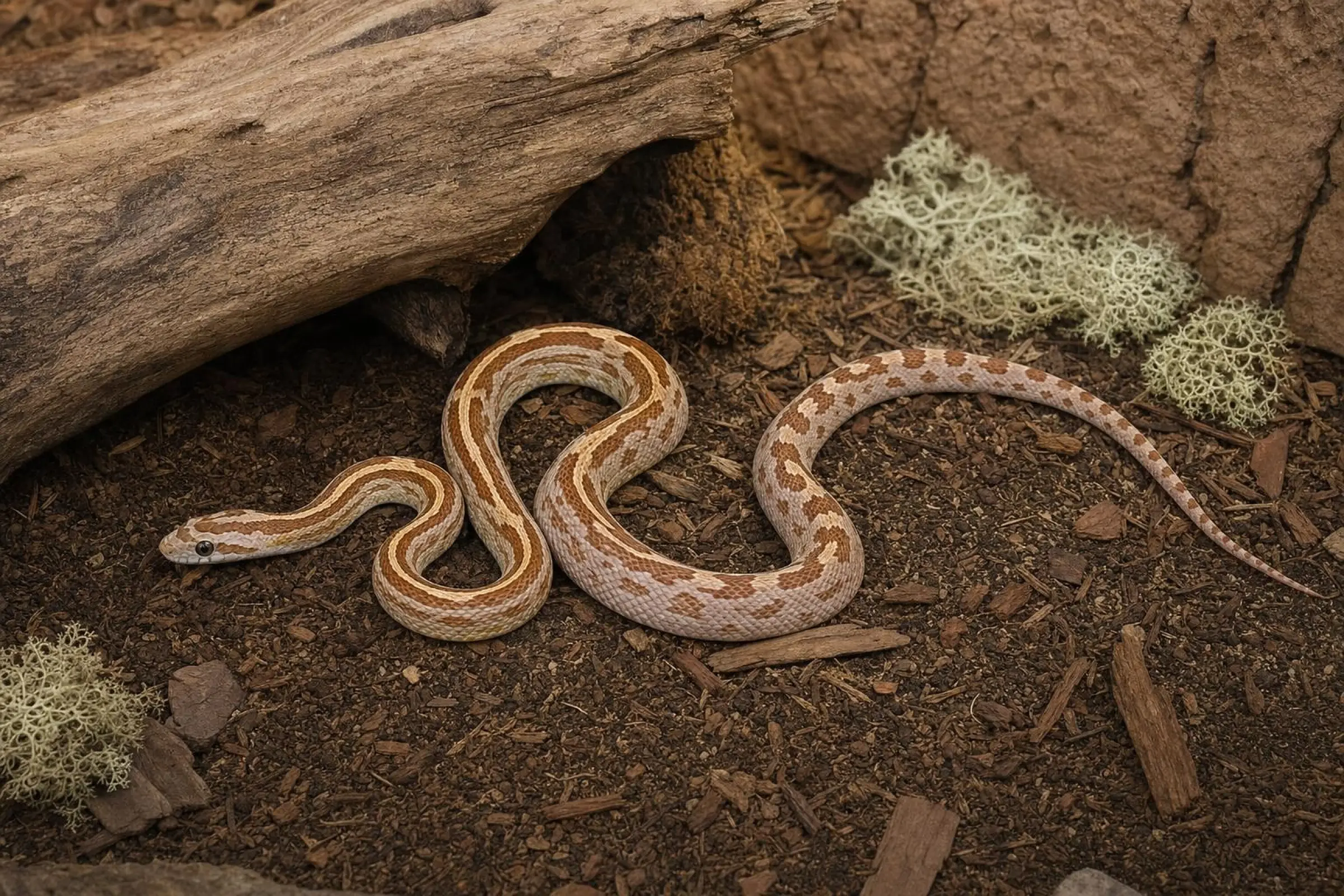 Serpent des blés « Auratum Motley Striped », Pantherophis guttatus