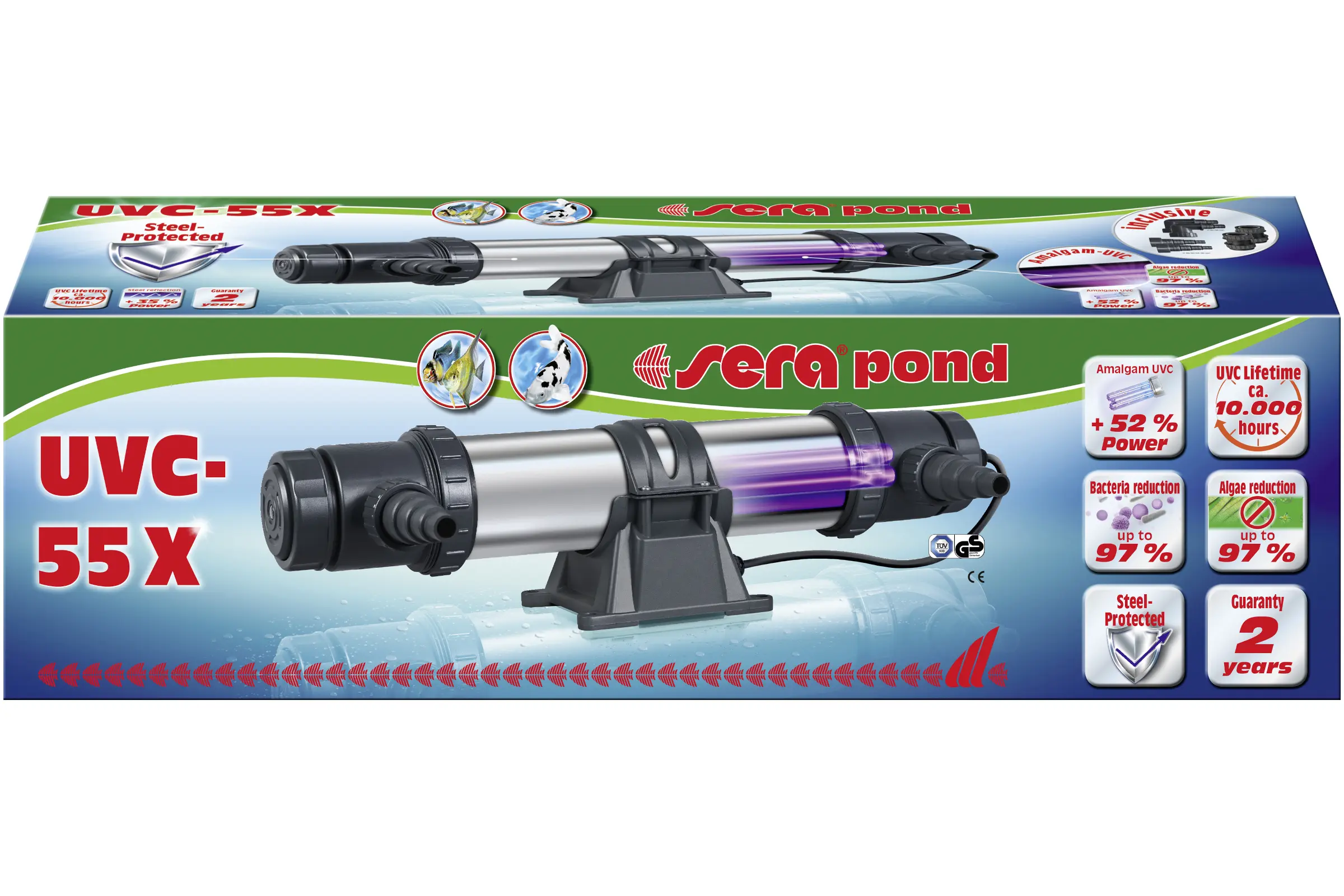 Sera UVC-55 X, clarificateur d’eau UV professionnel, 55 watts