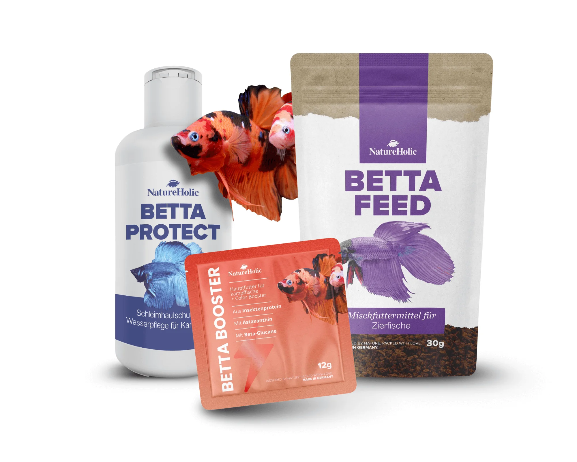 NatureHolic Set Tout pour les combattants - Soin complet & nourriture pour poissons combattants
