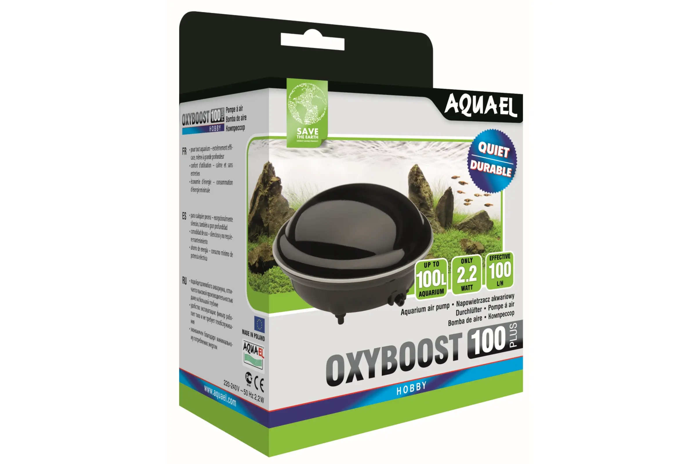 Pompe à air Aquael Oxyboost AP-100 PLUS, aérateur