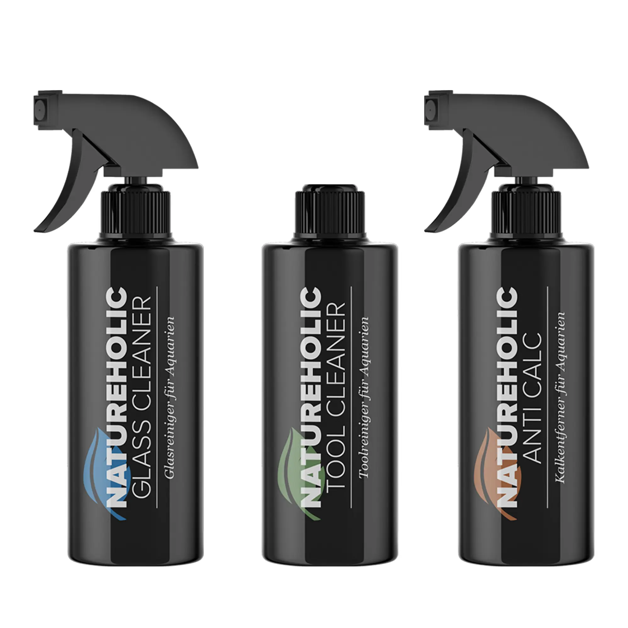 Kit de nettoyage pour aquarium NatureHolic - 1x nettoyant anticalcaire, 1x nettoyant pour vitres & 1x nettoyant pour outils