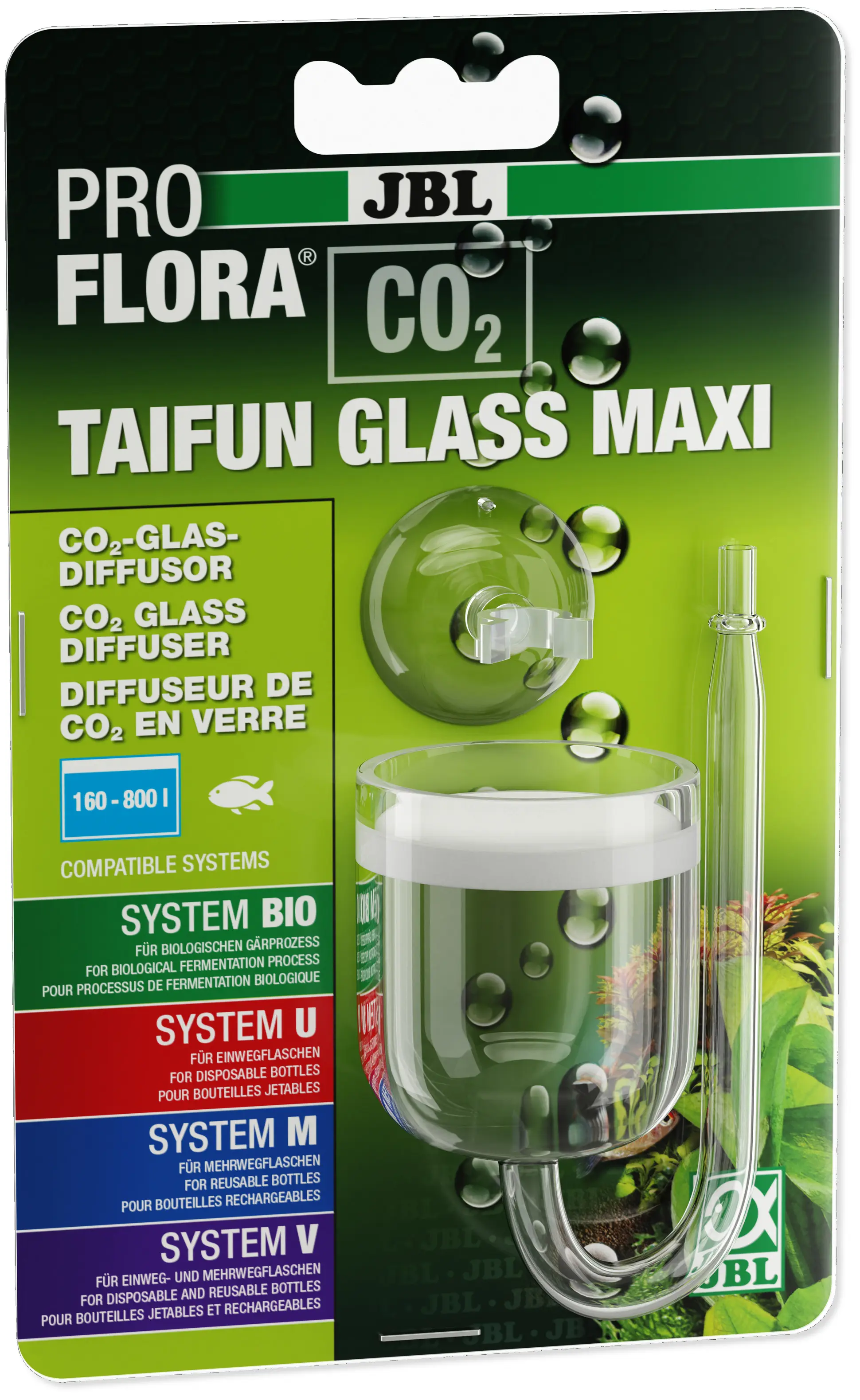 JBL ProFlora CO2 Taifun Glass Maxi, diffuseur de CO2