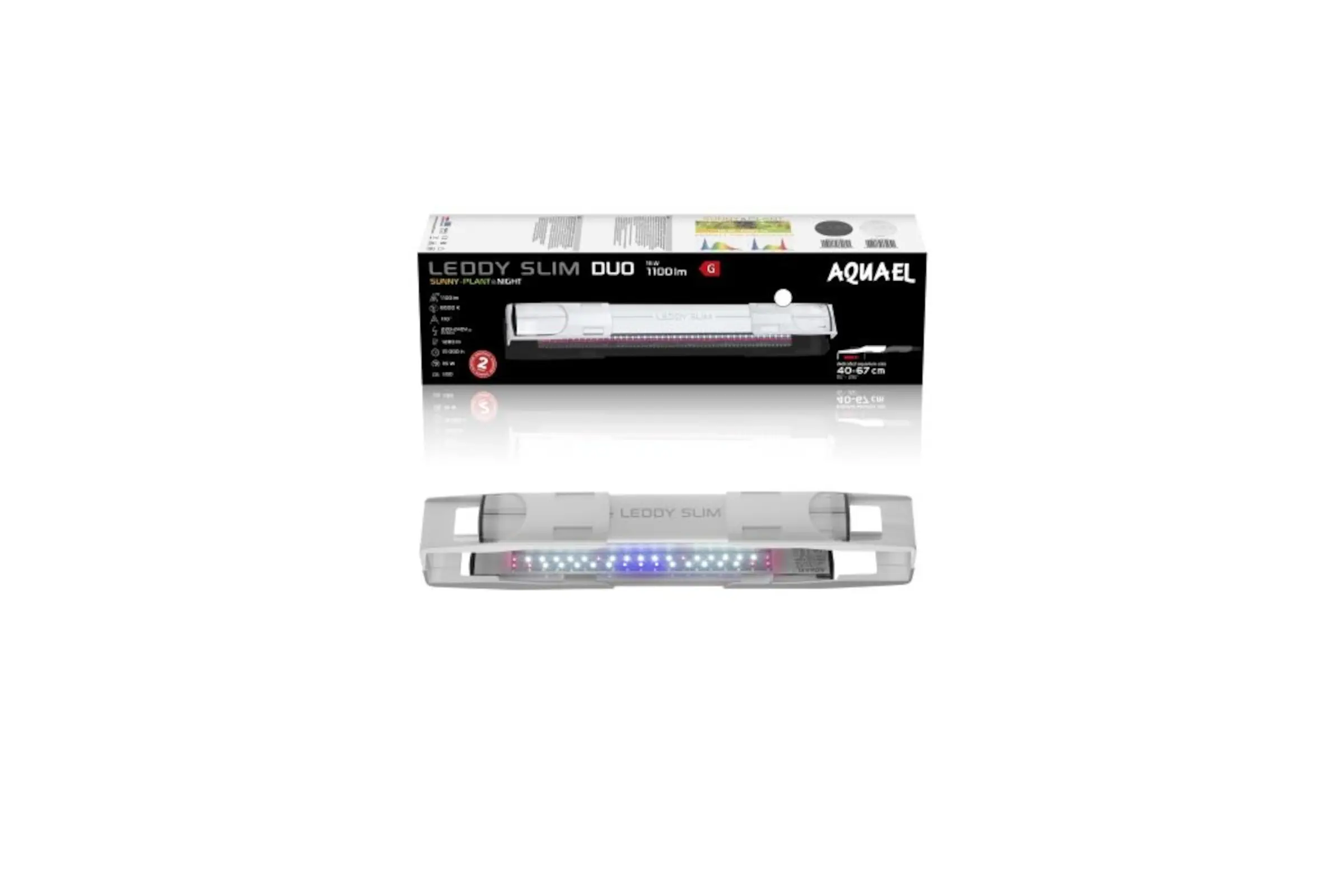 Aquael Leddy Slim Duo, Sunny Plant & Night 2.0, blanc, 40-60 cm, 16 W