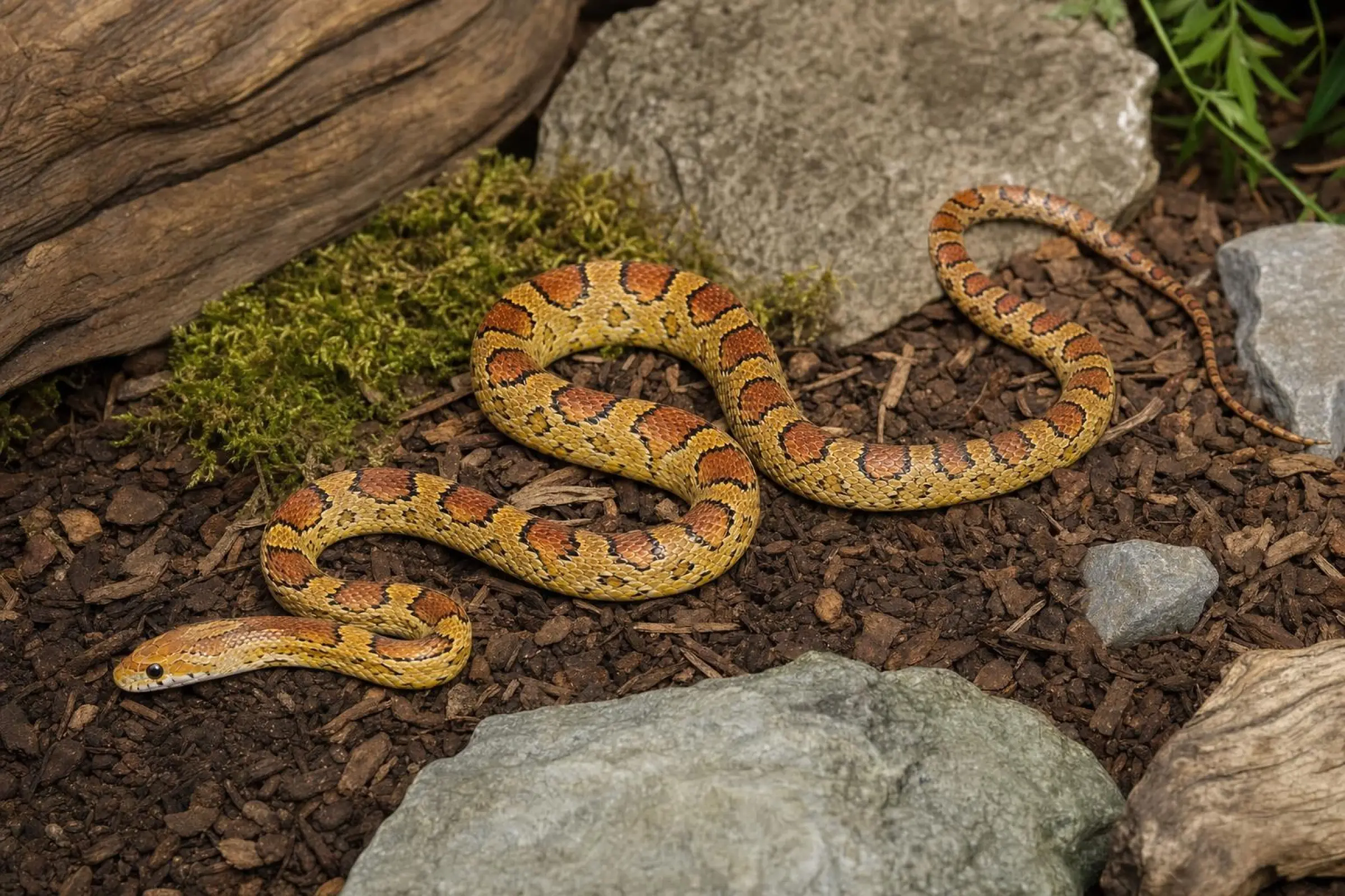 Couleuvre des blés Golddust, Pantherophis guttatus