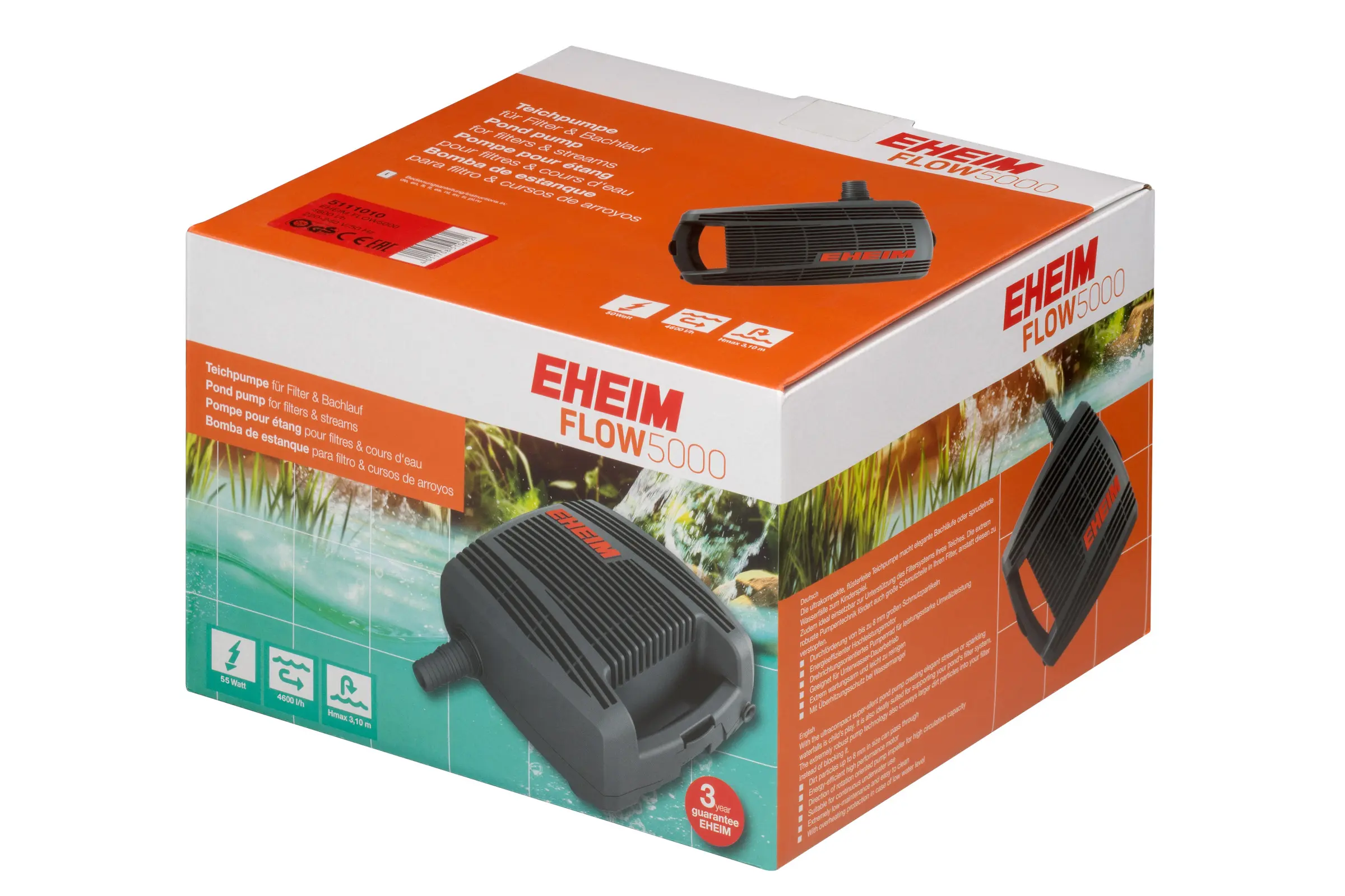 Eheim FLOW5000, pompe de bassin pour filtres et ruisseaux