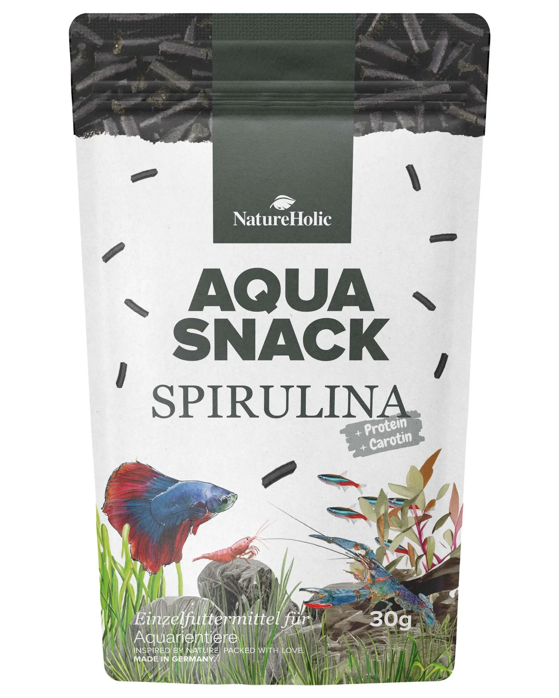 NatureHolic AquaSnack Spirulina, sticks alimentaires, 30 g