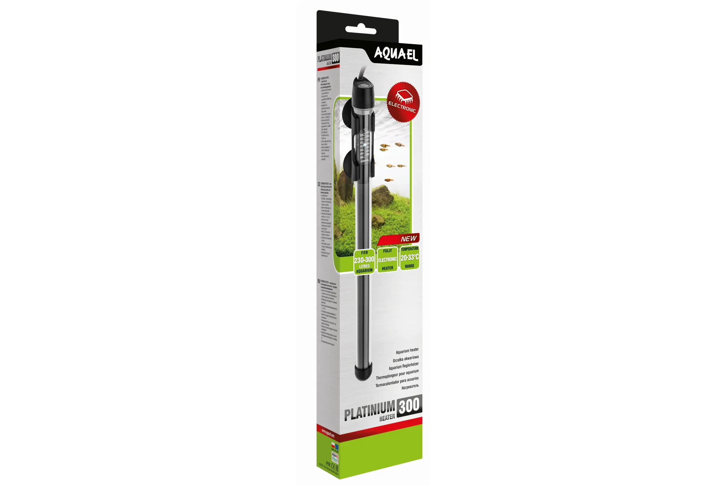 Aquael Platinium Heater, thermoplongeur en verre, 300 W