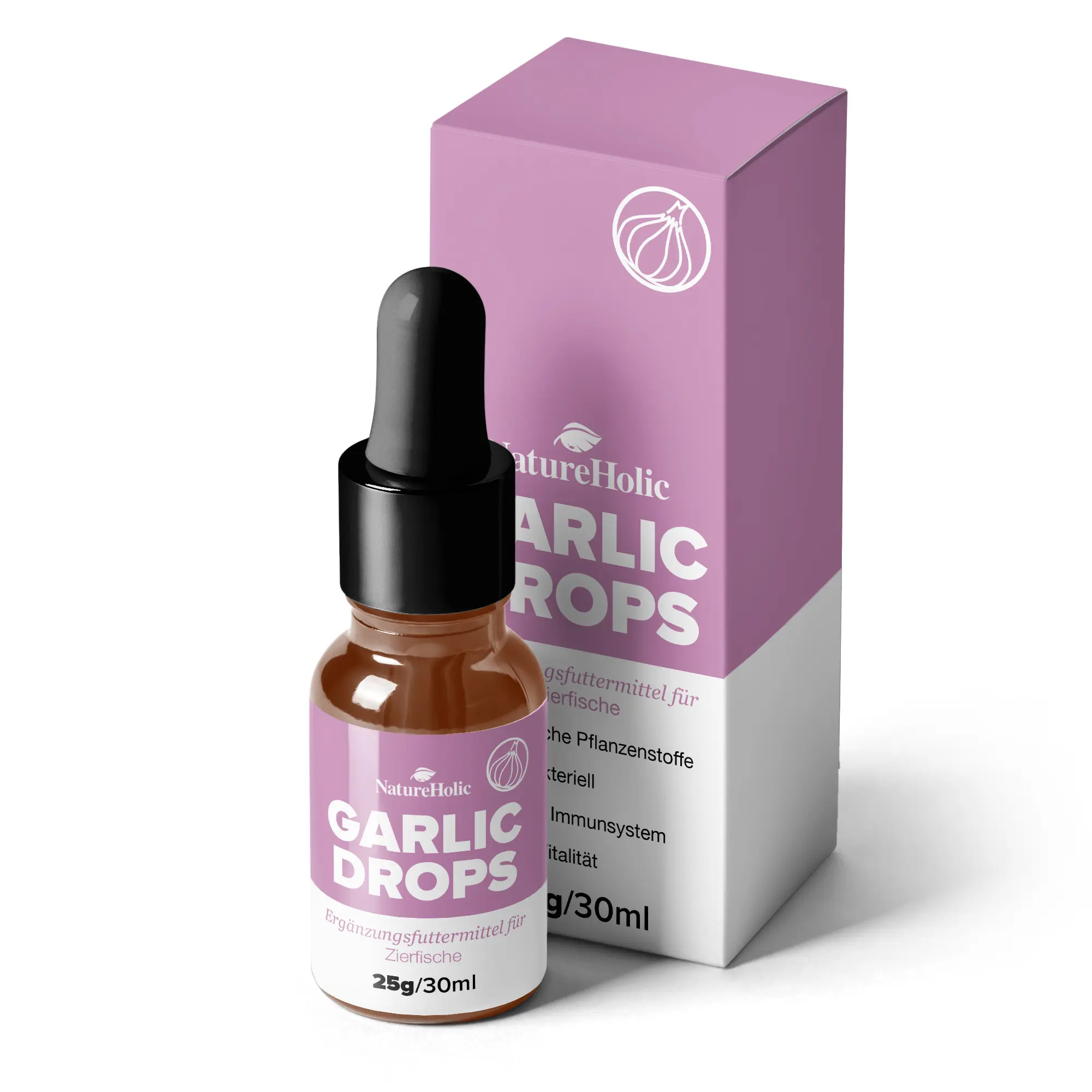 NatureHolic Garlic Drops, additif pour nourriture pour poissons pour un système immunitaire fort, 30 ml