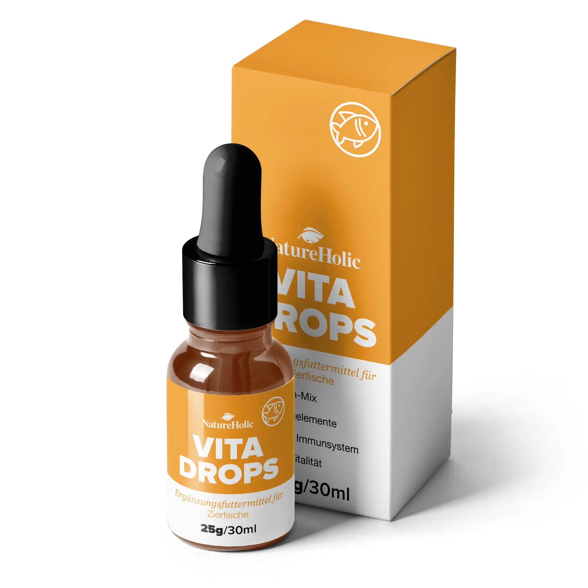 NatureHolic Vita Drops Fish, additif pour nourriture de poissons pour plus de vitalité, 30 ml
