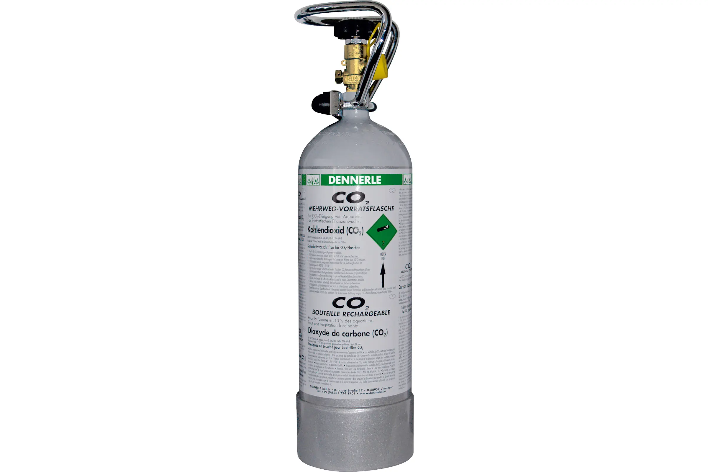 Dennerle CO2 bouteille rechargeable, 2000 g grise