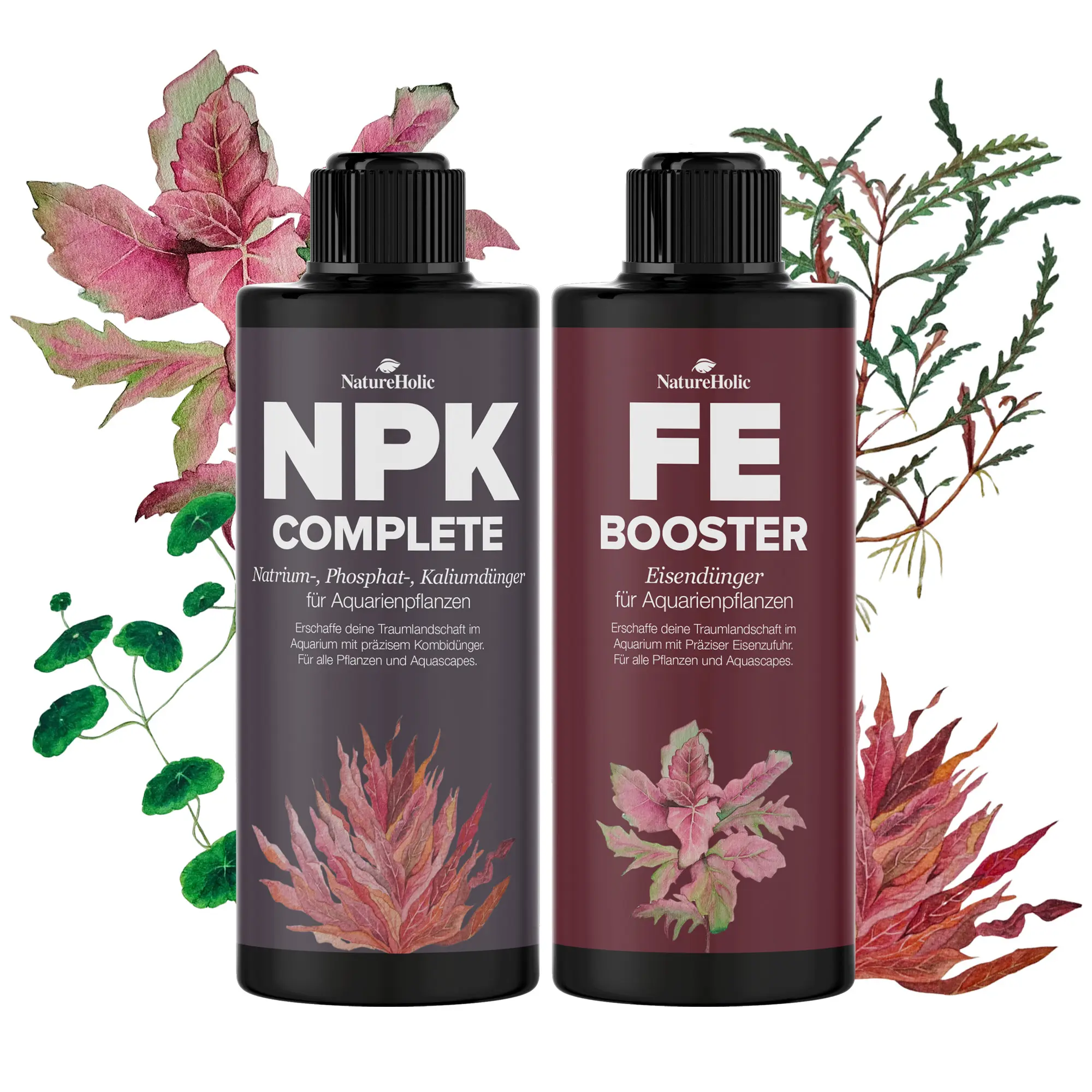 NatureHolic Kit de démarrage d’engrais, engrais liquide pour aquarium, 2 x 250 ml