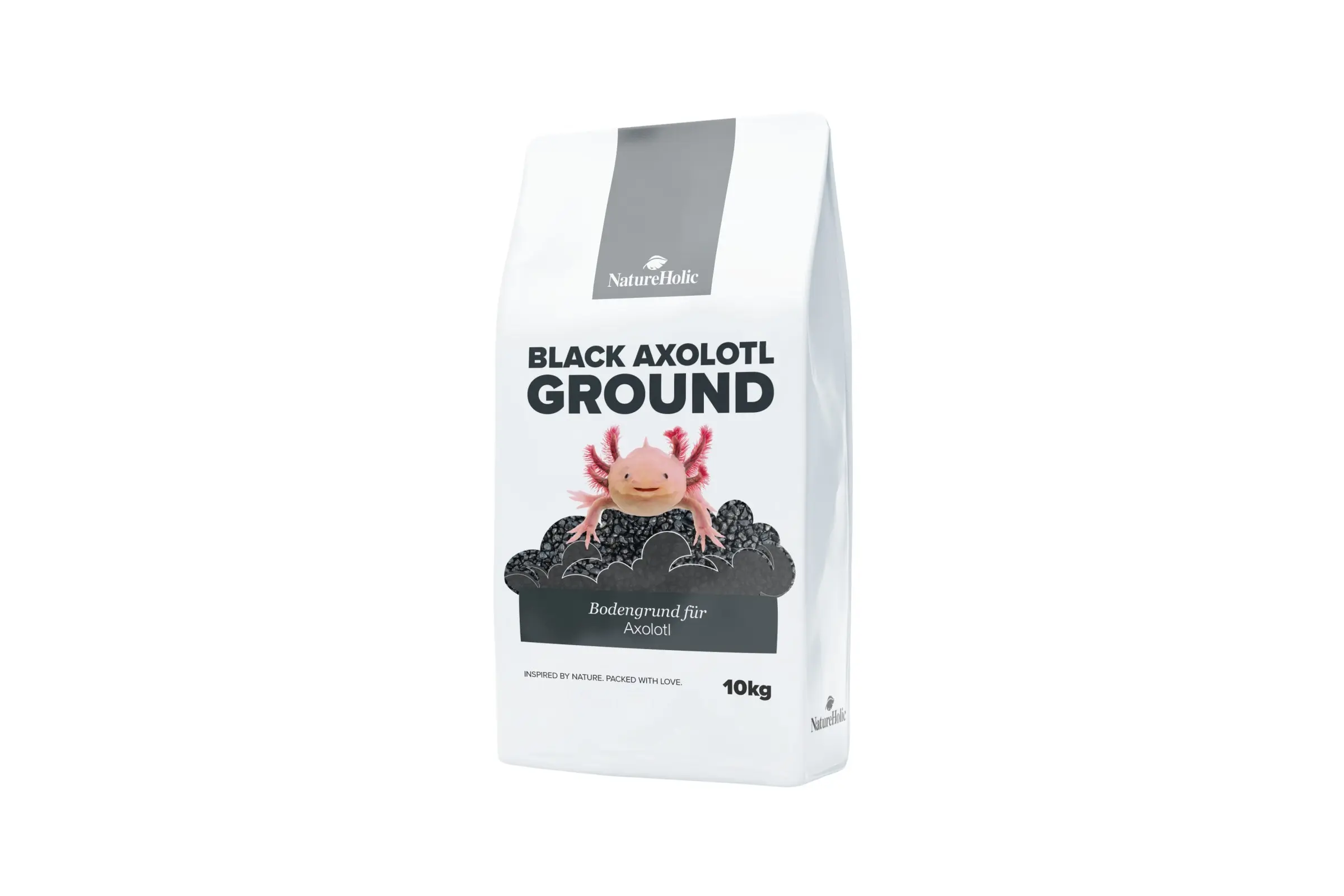 NatureHolic Black Axolotl Ground – Substrat de fond spécial pour axolotls – 10 kg