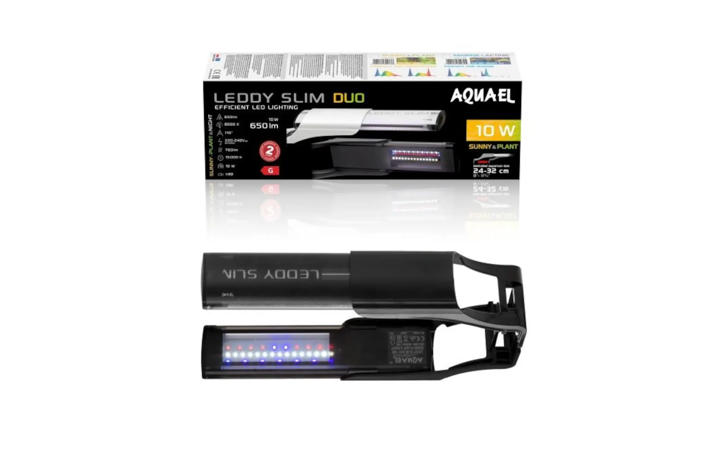 Aquael Leddy Slim Duo, Sunny Plant & Night 2.0, noir, 20-50 cm, 10 W