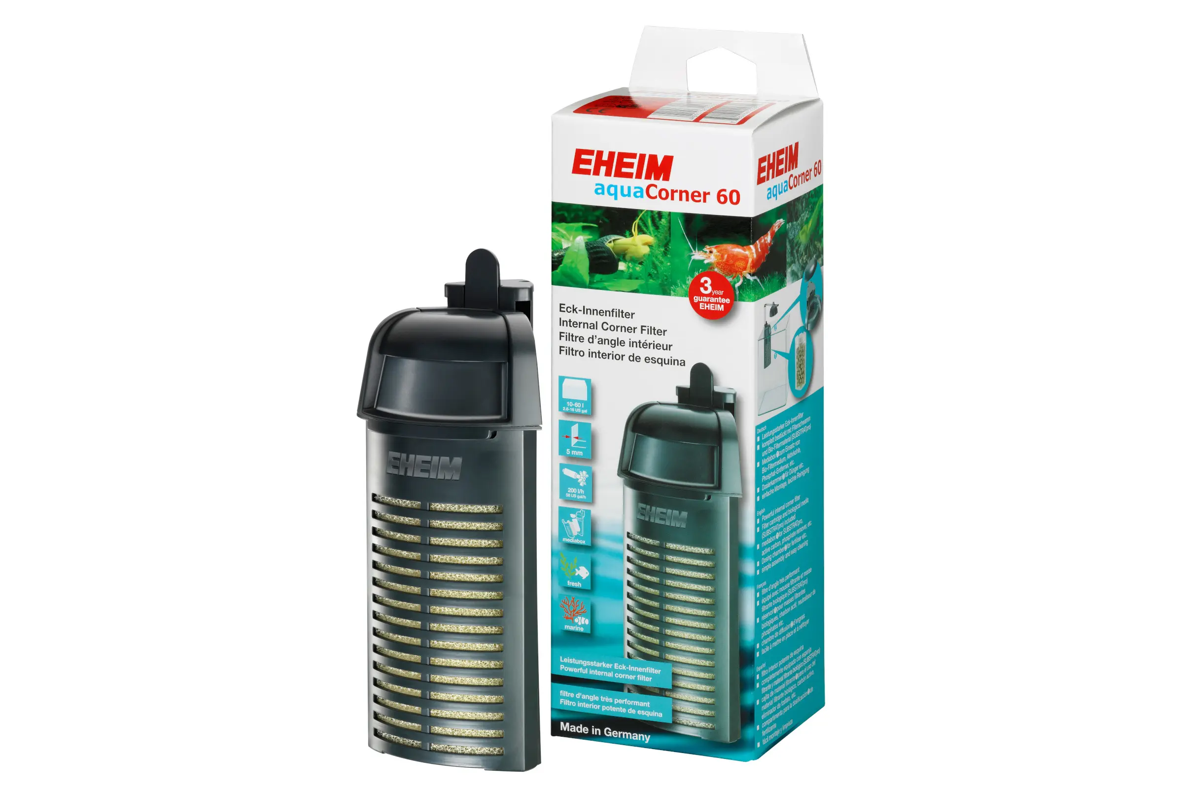 Eheim Aquacorner 60, filtre intérieur d’angle