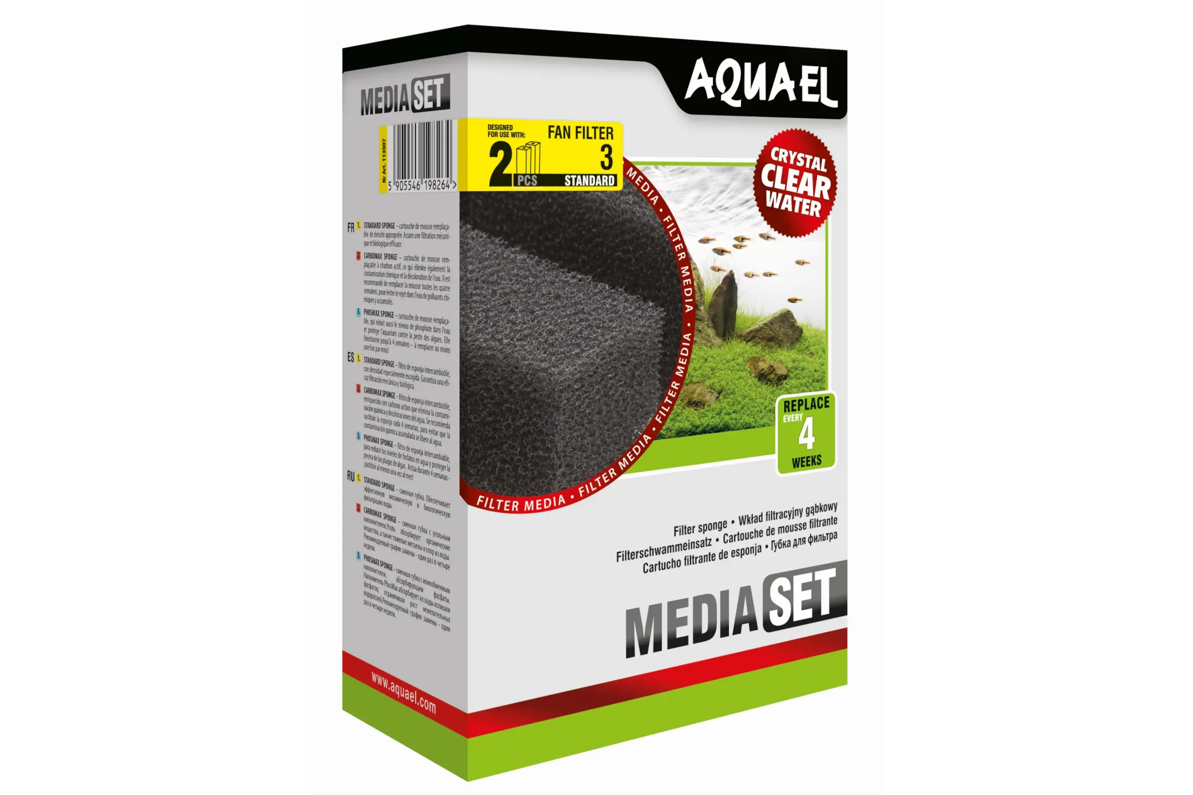 Aquael mousse filtrante FAN 3 Plus, filtre de rechange, 2 pièces