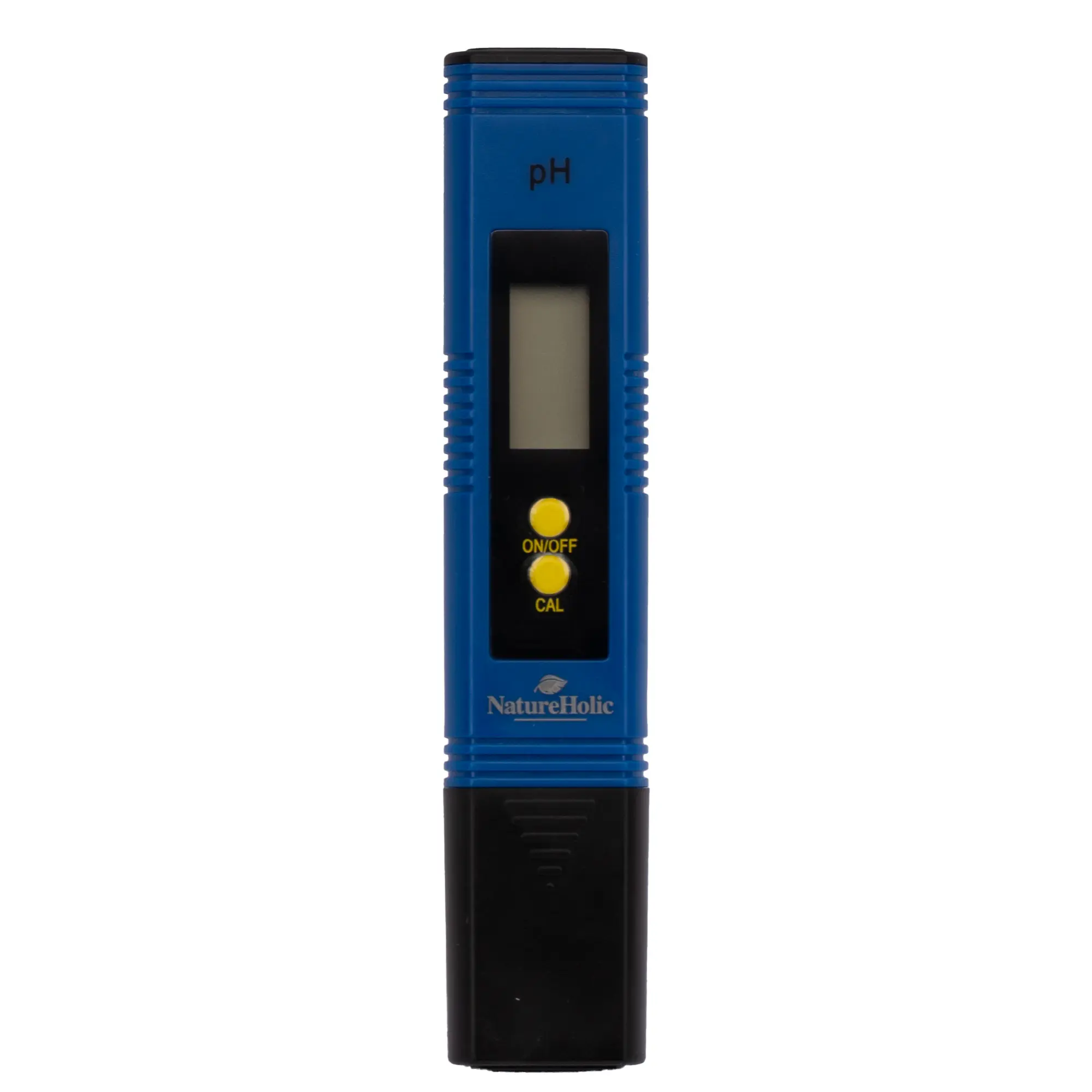 Blauer digitaler pH-Messstab mit Display und Schutzkappe