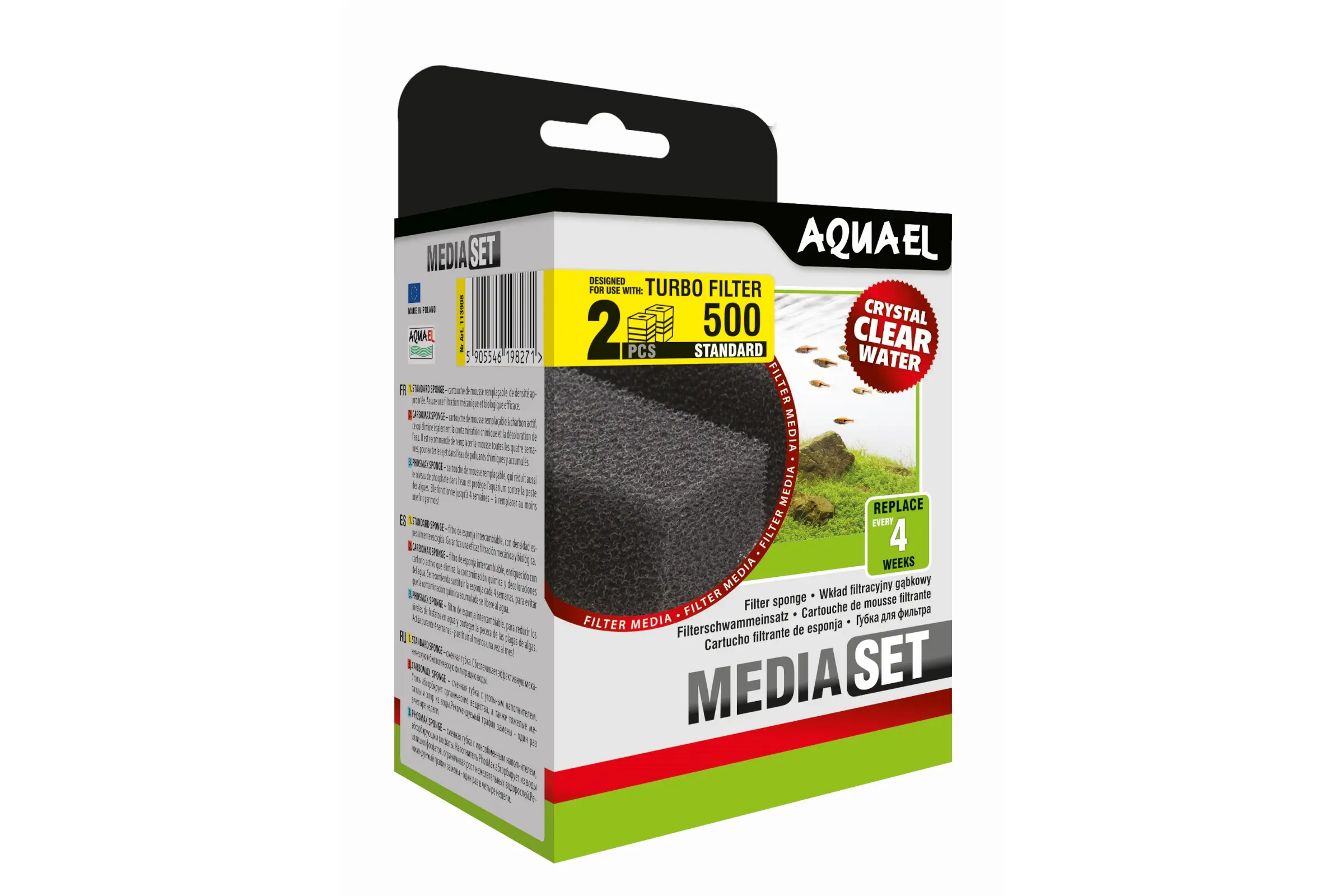 Aquael mousse filtrante Turbo 500, filtre de rechange, 2 pièces