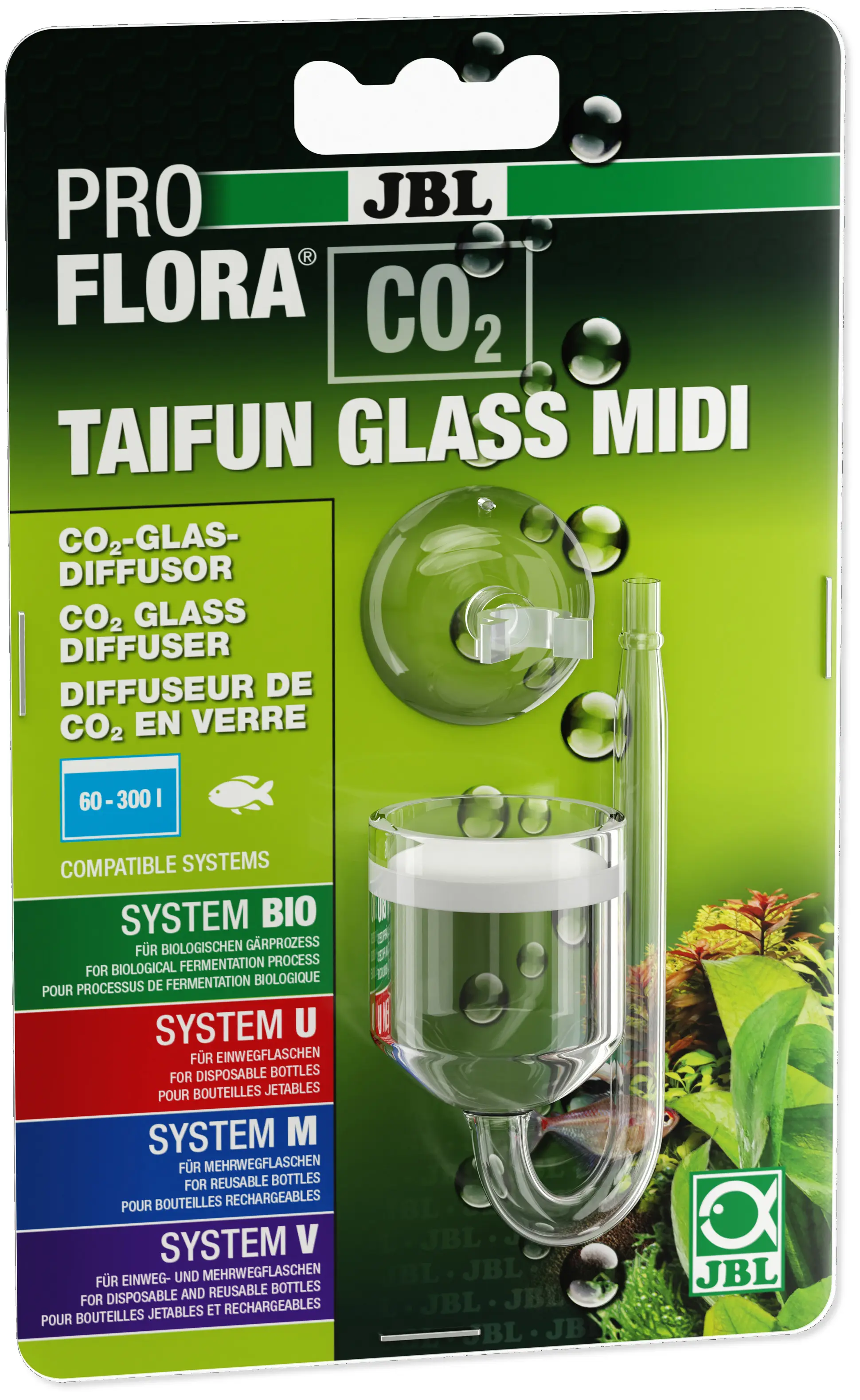 JBL ProFlora CO2 Taifun Glass Midi, diffuseur de CO2