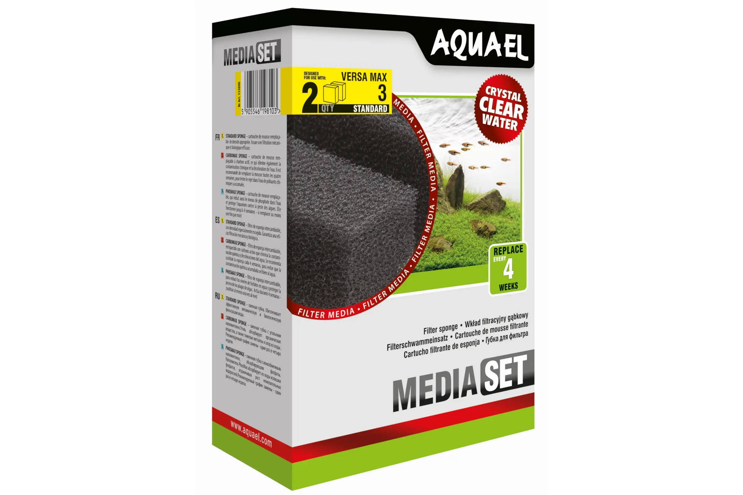 Aquael mousse filtrante Versamax FZN 3, filtre de rechange, 2 pièces