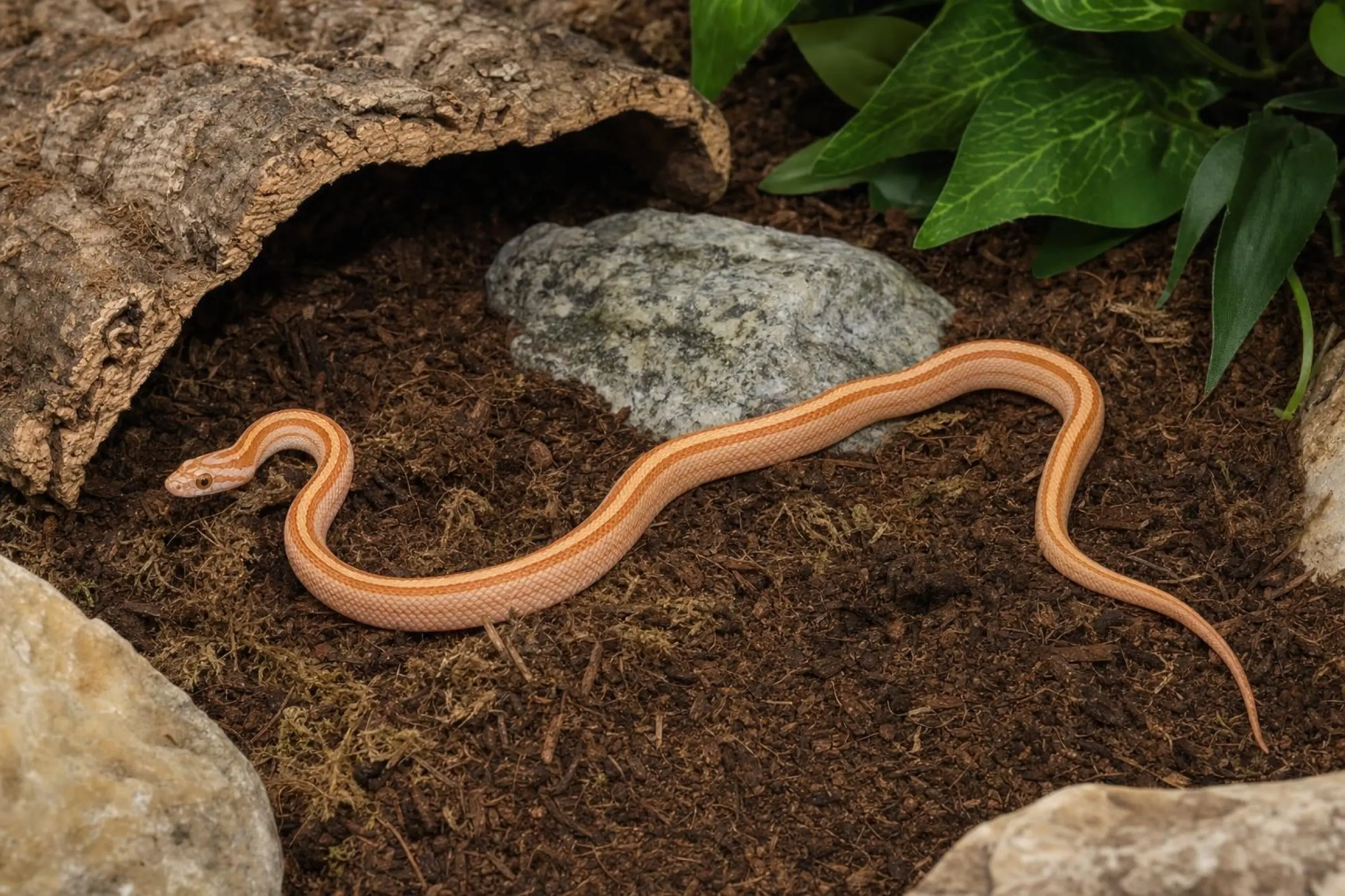 Serpent des blés « Ultramel Toffee Motley-Striped », Pantherophis guttatus