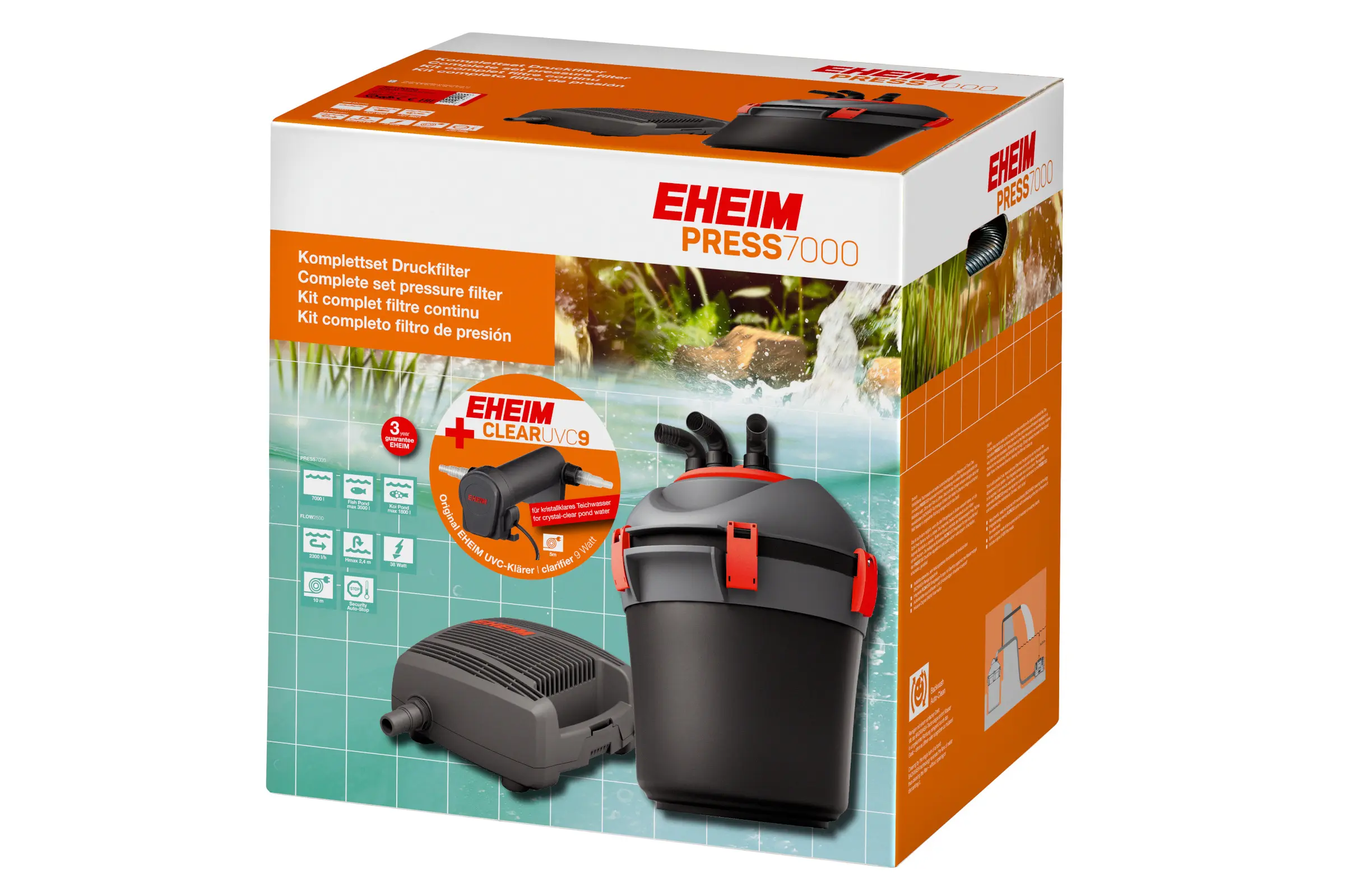 Eheim Press7000, set de filtre à pression pour bassin, y compris clarificateur UVC