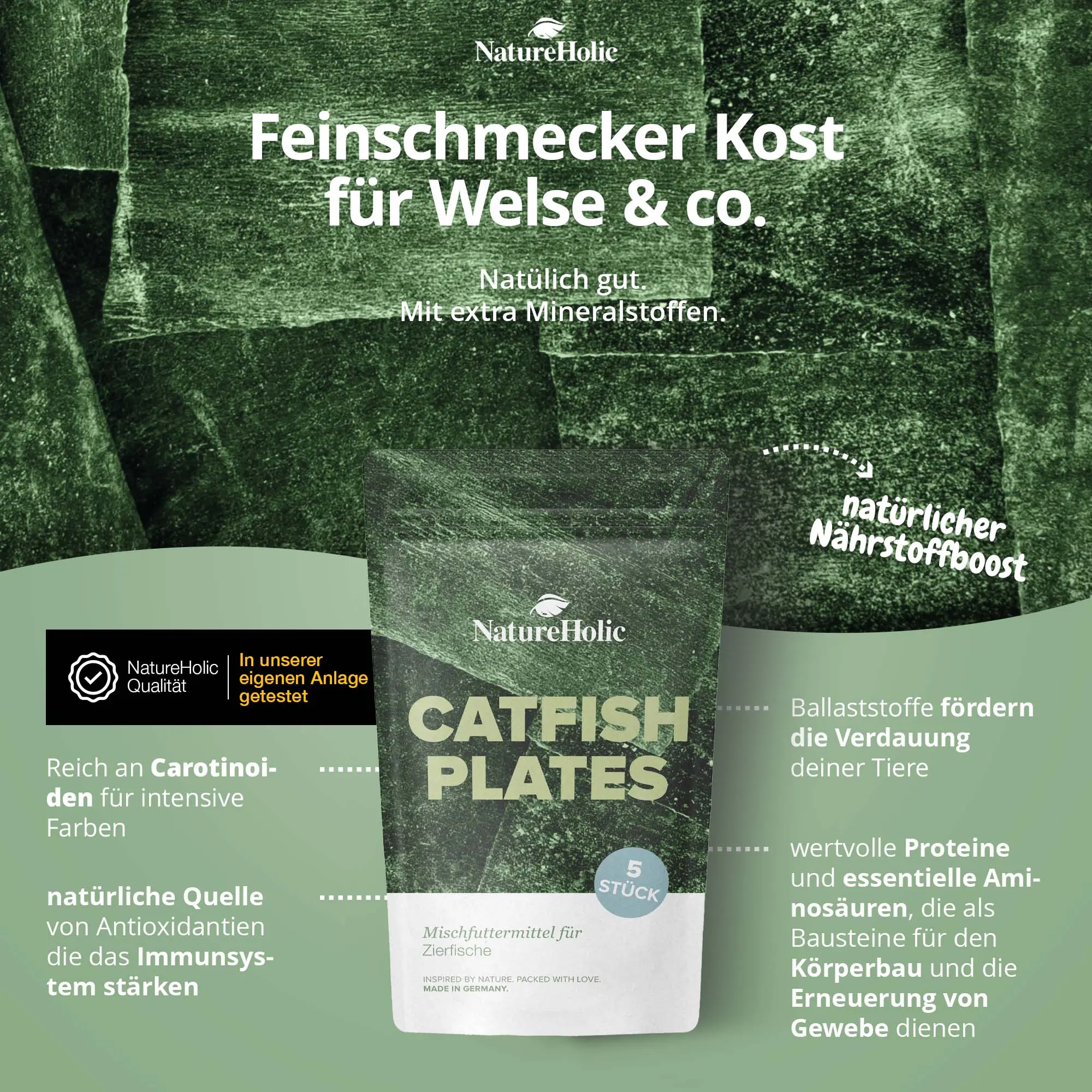 Beutel NatureHolic Catfish Plates, Futter für Welse