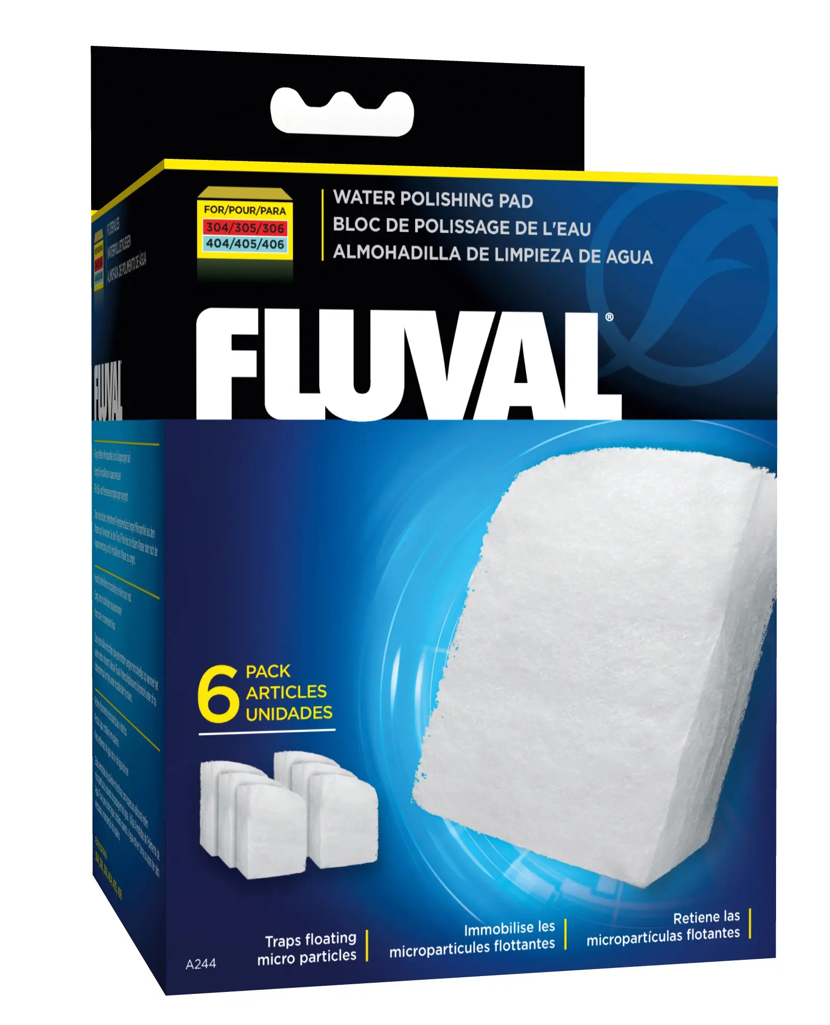 Tampons de filtration fine Fluval, lot de 6 pour FL304/305+404/405