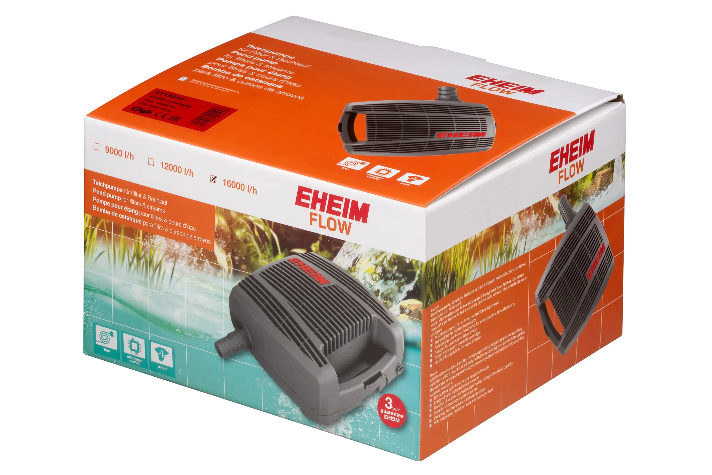 Eheim FLOW16000, pompe de bassin pour grands filtres et ruisseaux