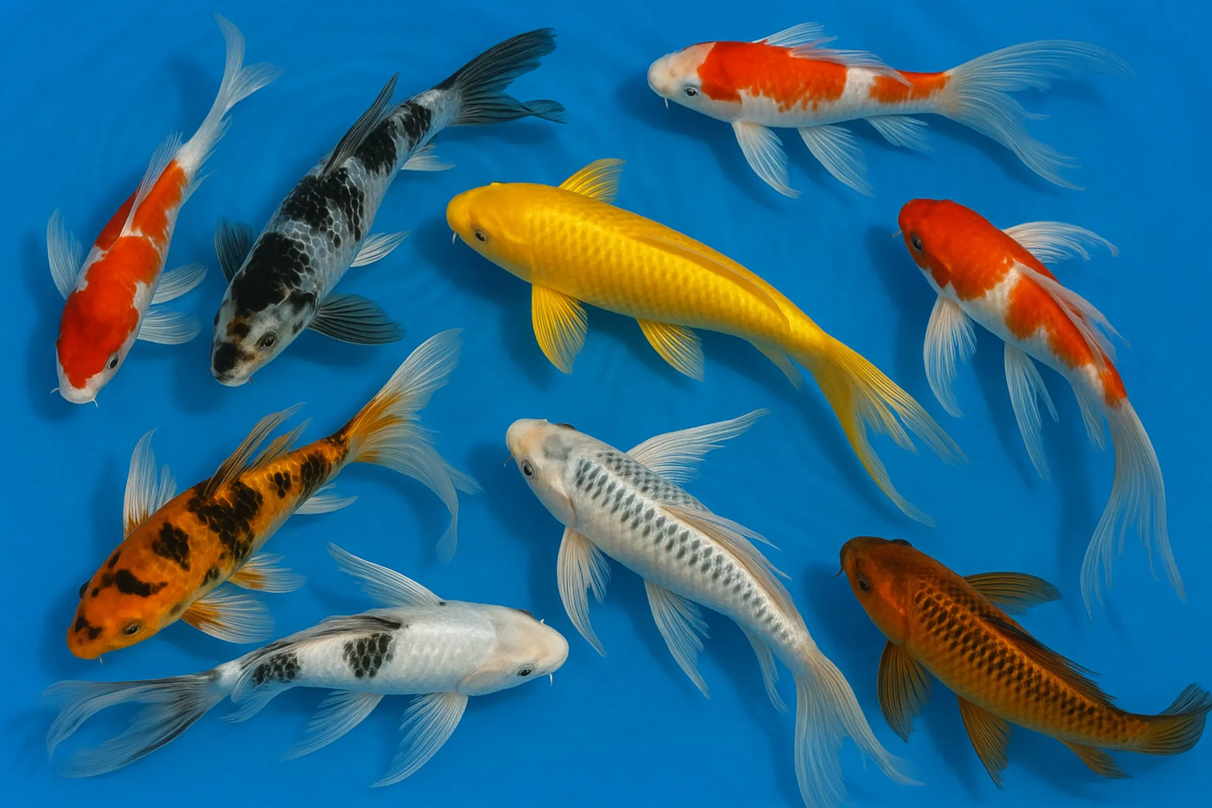 Koi Butterfly mélange de couleurs multicolore, Cyprinus carpio, Koi A, 10-12 cm