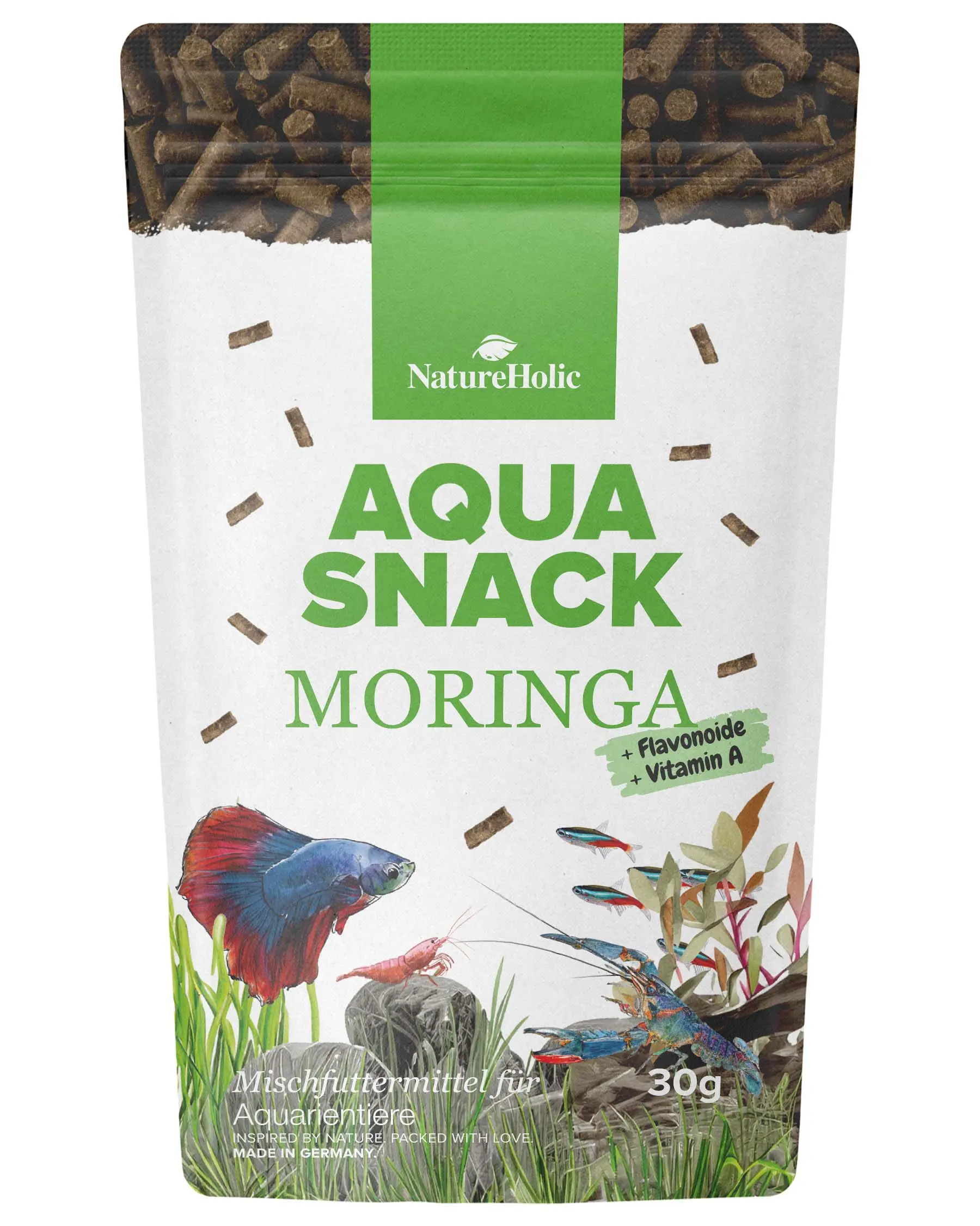 NatureHolic AquaSnack Moringa Sticks, sticks de nourriture, 30 g