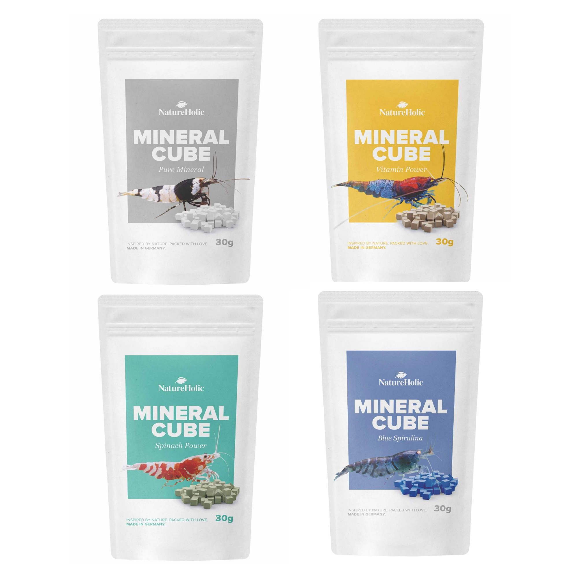 Bundle NatureHolic MineralCube, 4 variétés, minéraux pour crevettes, escargots & écrevisses