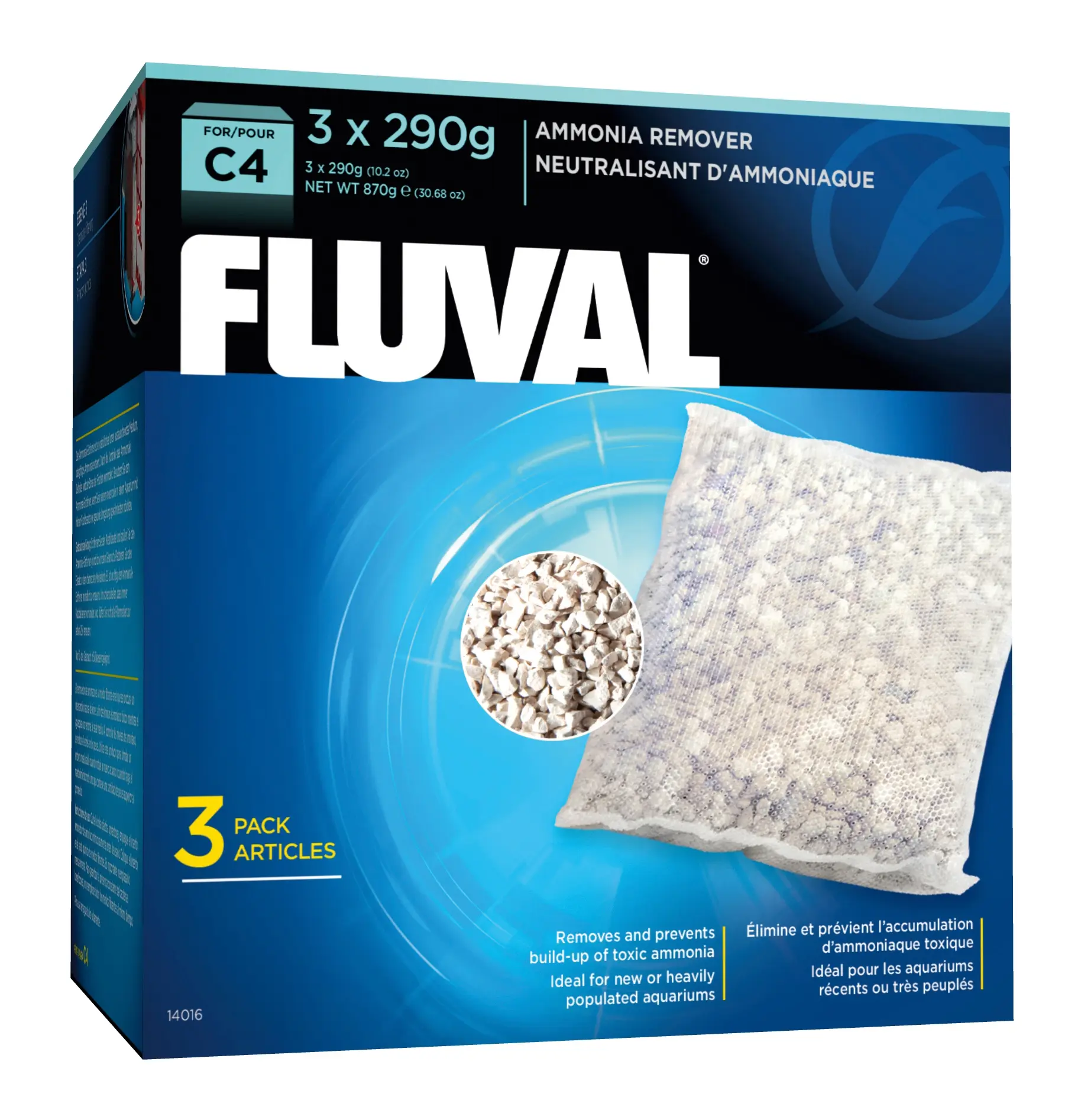 Fluval C4 Éliminateur d’ammoniac 3x290 g
