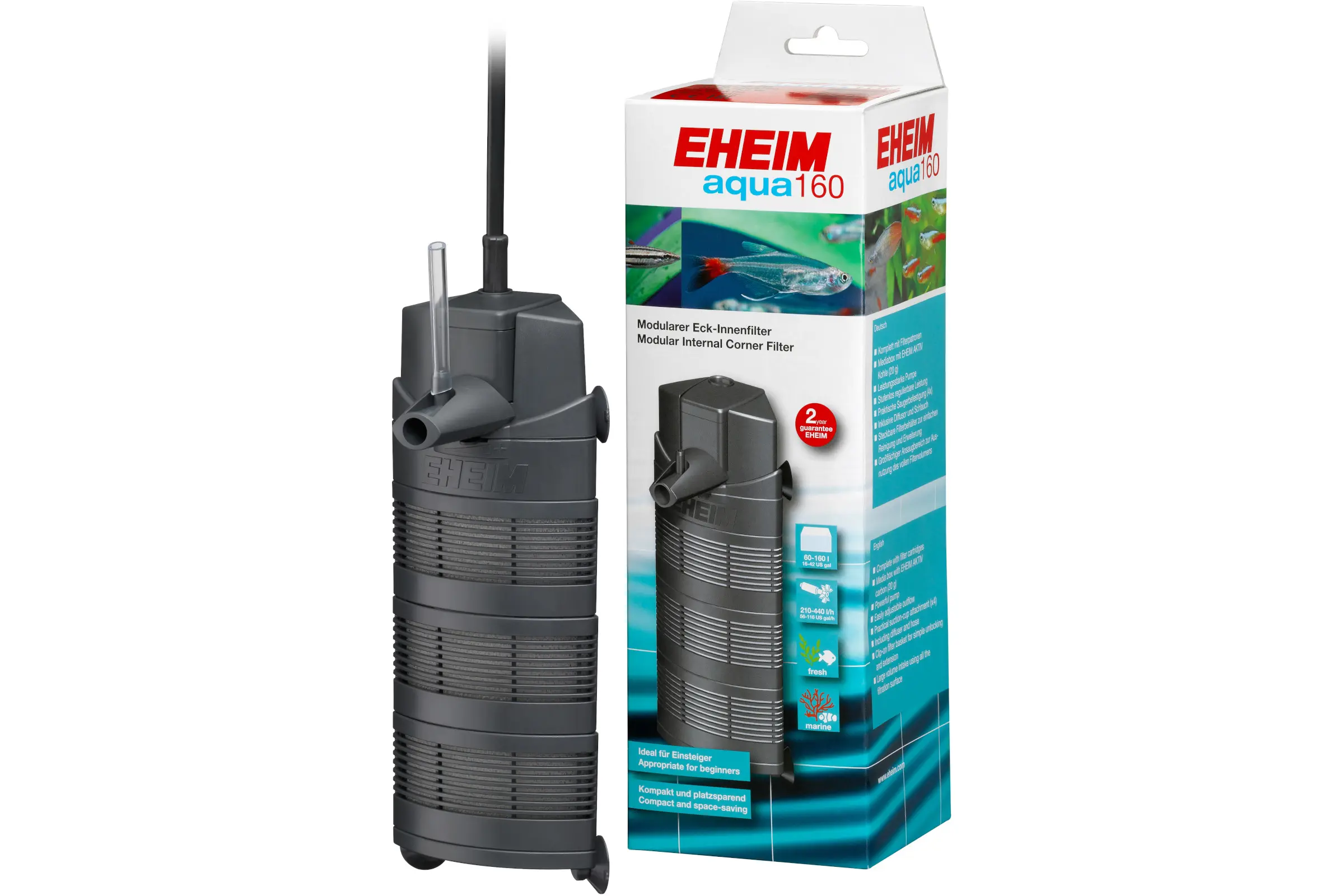 Eheim Aqua 160, filtre intérieur d’angle incl. médias