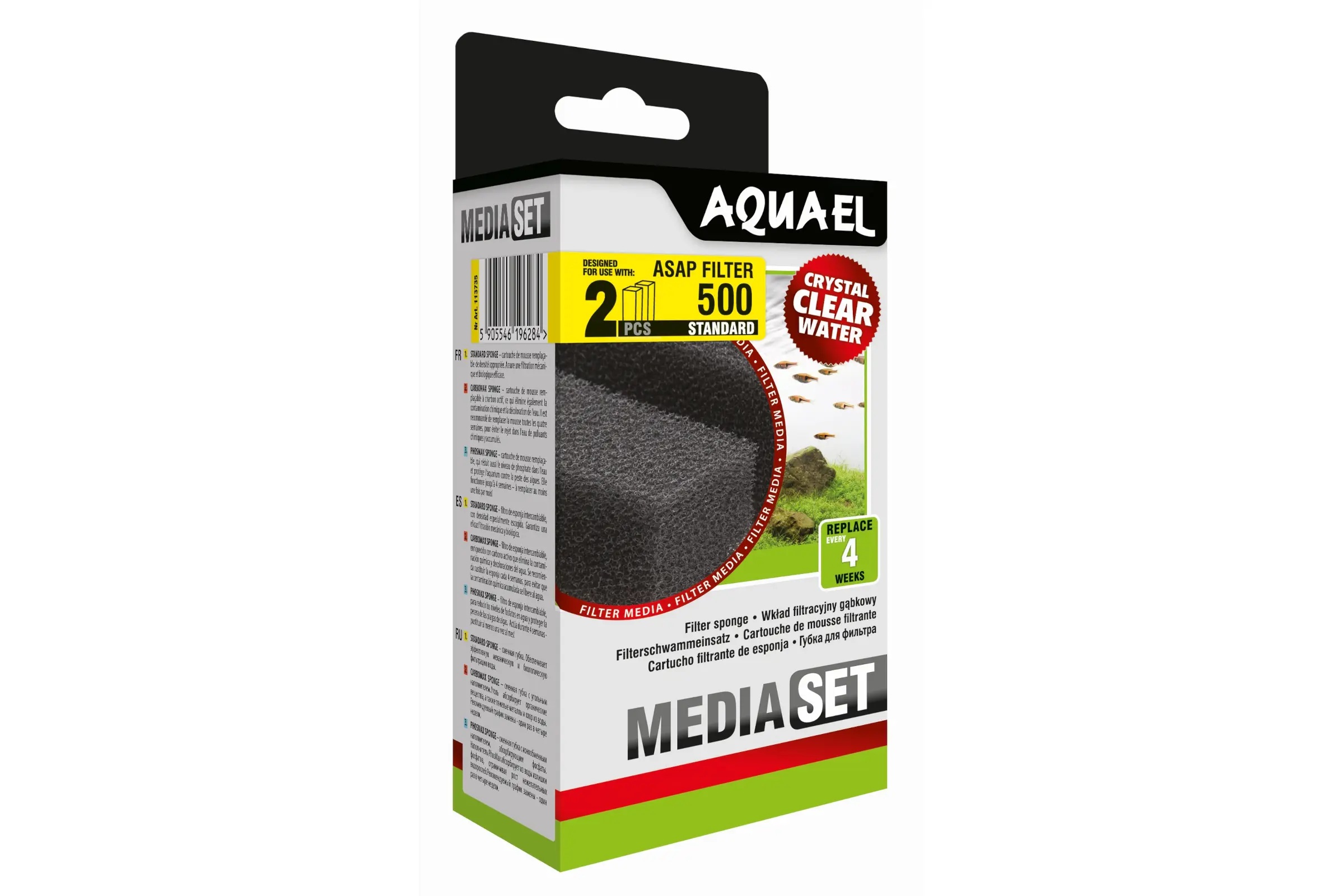 Aquael mousse filtrante standard pour ASAP 500, filtre de rechange, 2 pièces