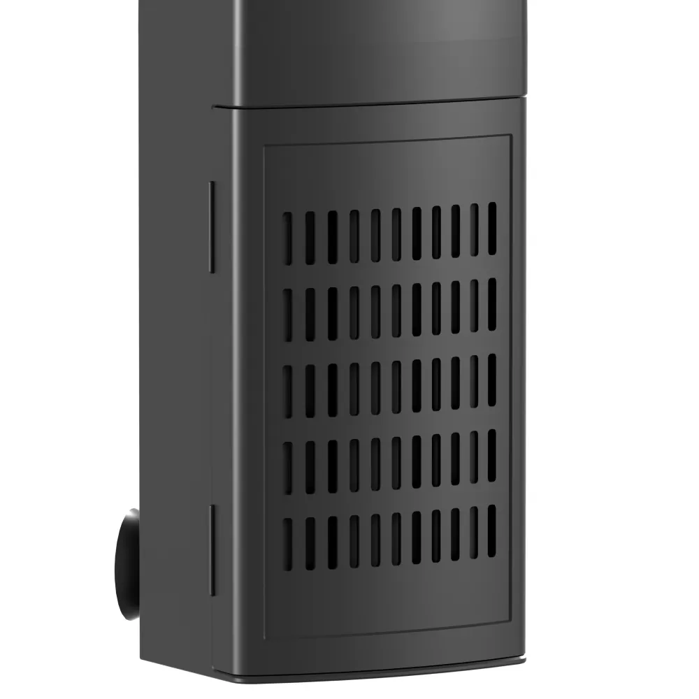 Nahaufnahme des schwarzen Dupla Clean Flow Filter 80 Innenfilters: dreieckiges Gehäuse mit Frontgitter und Saugnapf, platzsparend für Aquarien 50–80 L, 310 l/h, energiesparend