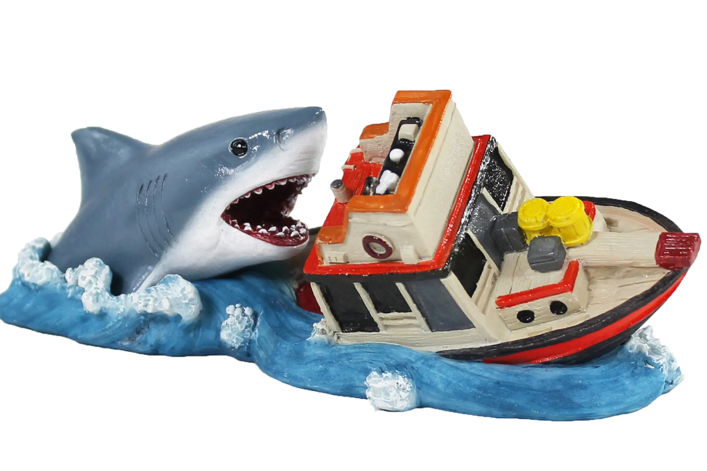 Penn-Plax Attaque de bateau par requin, décoration d’aquarium Jaws, petite