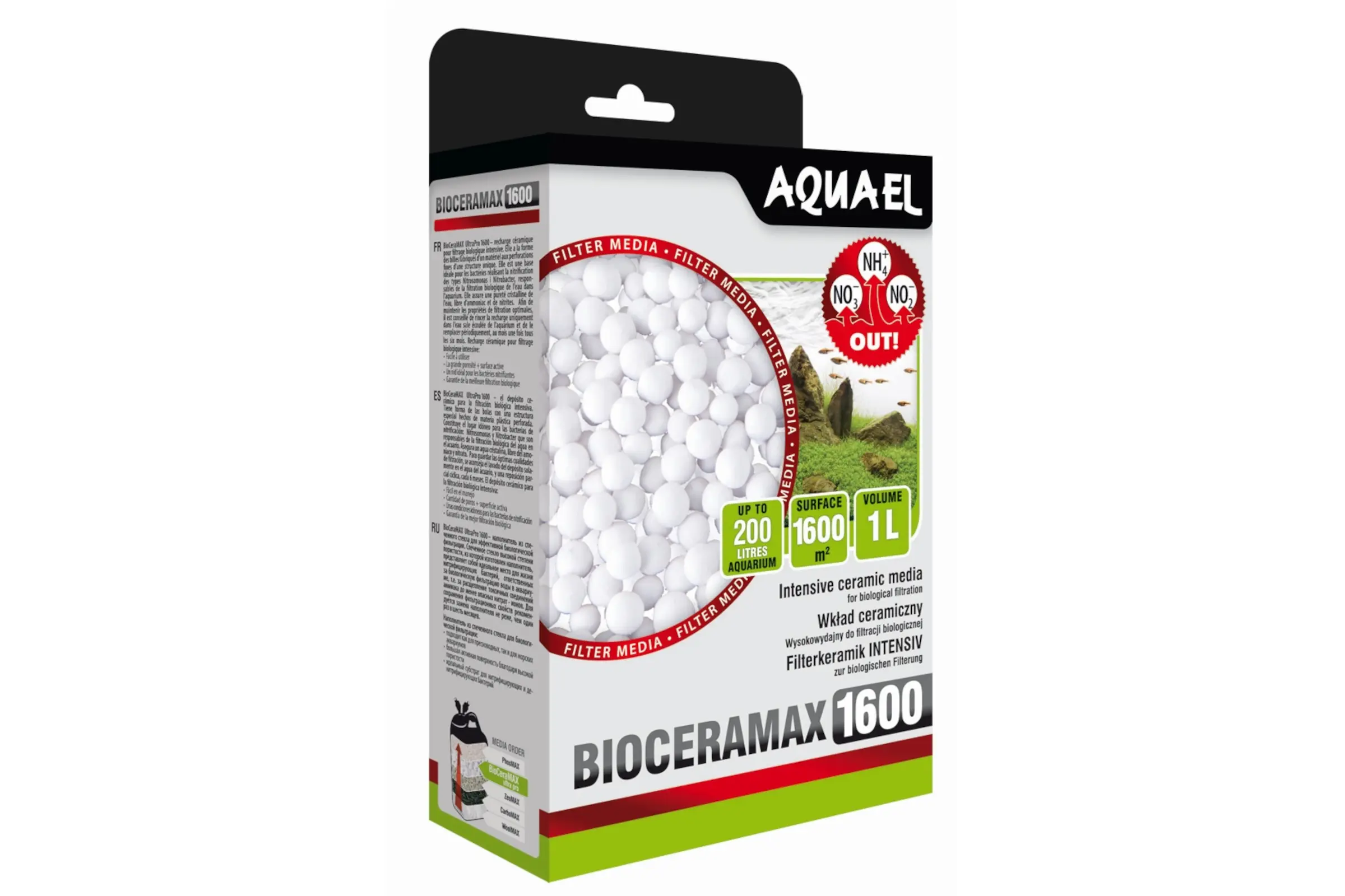 Aquael média filtrant BioCeraMax 1600, granulés de céramique, 1 L